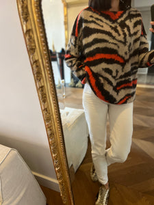 Pull Maje tigre orange et beige