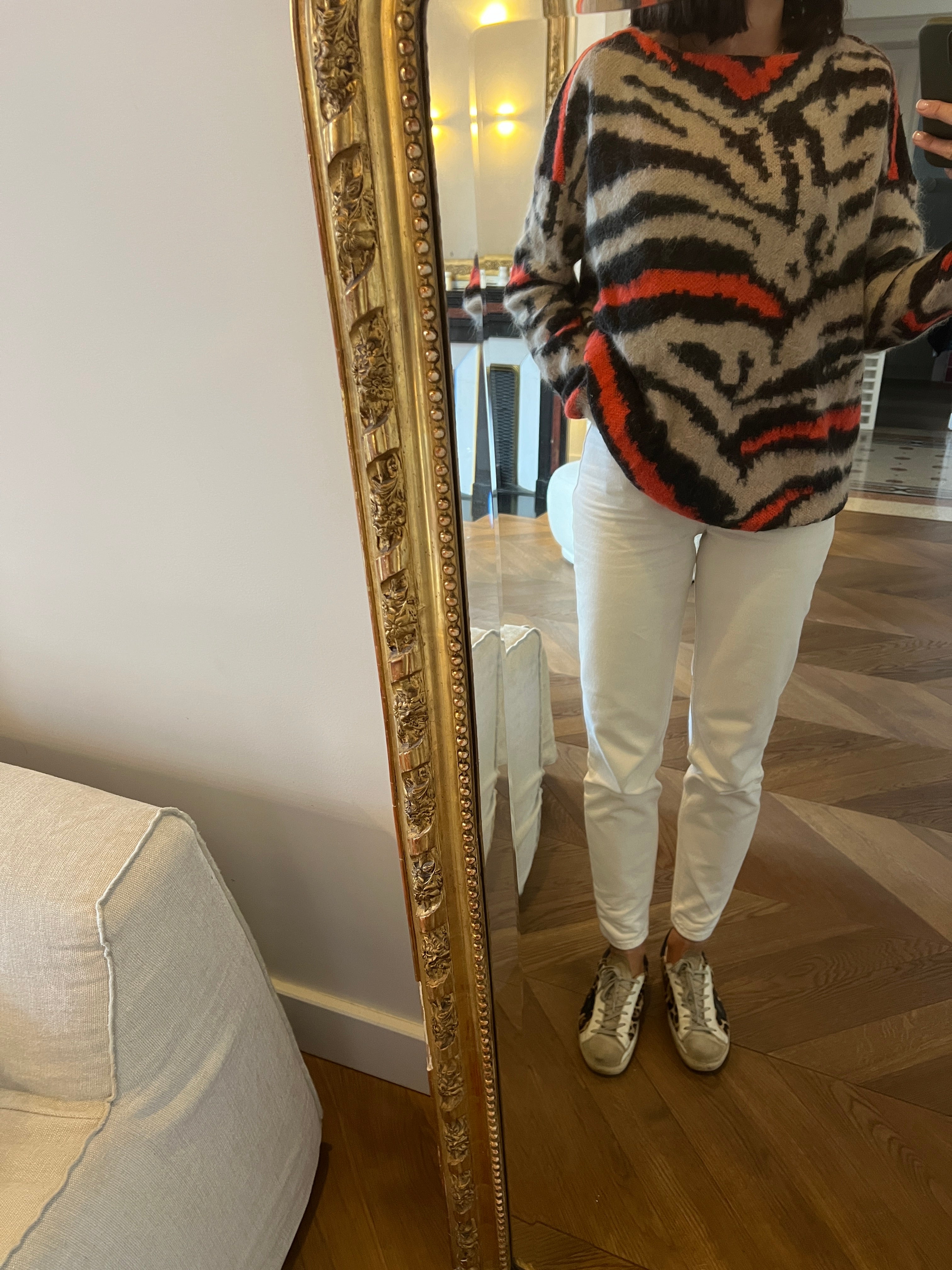 Pull Maje tigre orange et beige