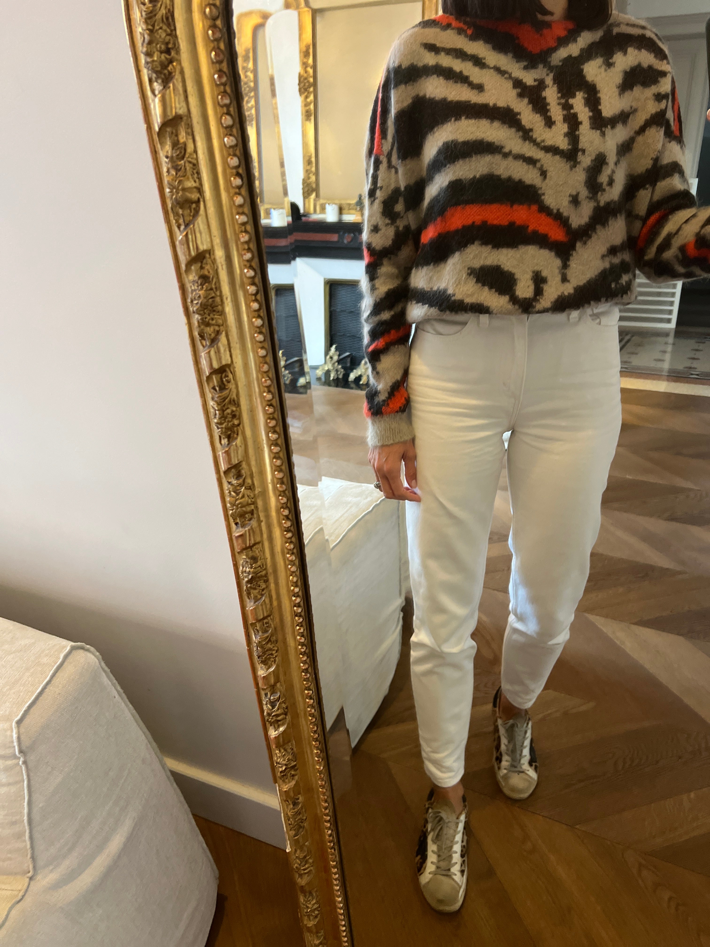 Pull Maje tigre orange et beige