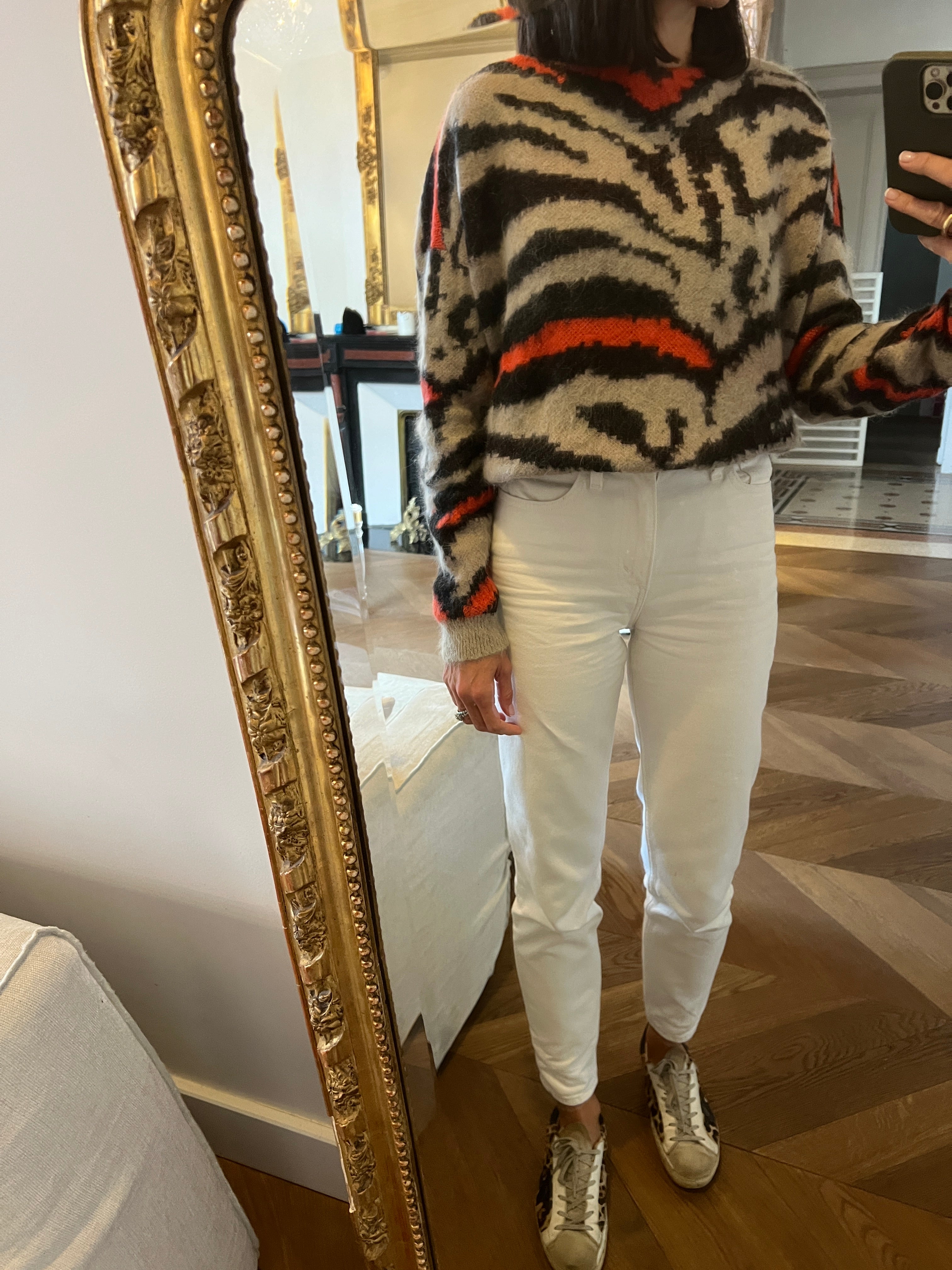 Pull Maje tigre orange et beige