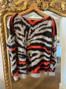 Pull Maje tigre orange et beige