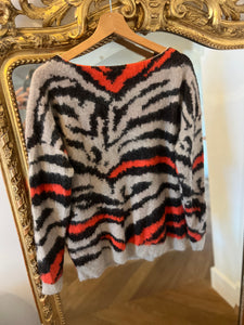 Pull Maje tigre orange et beige