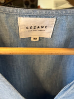 Charger l&#39;image dans la galerie, Blouse en jean Sézane avec noeud
