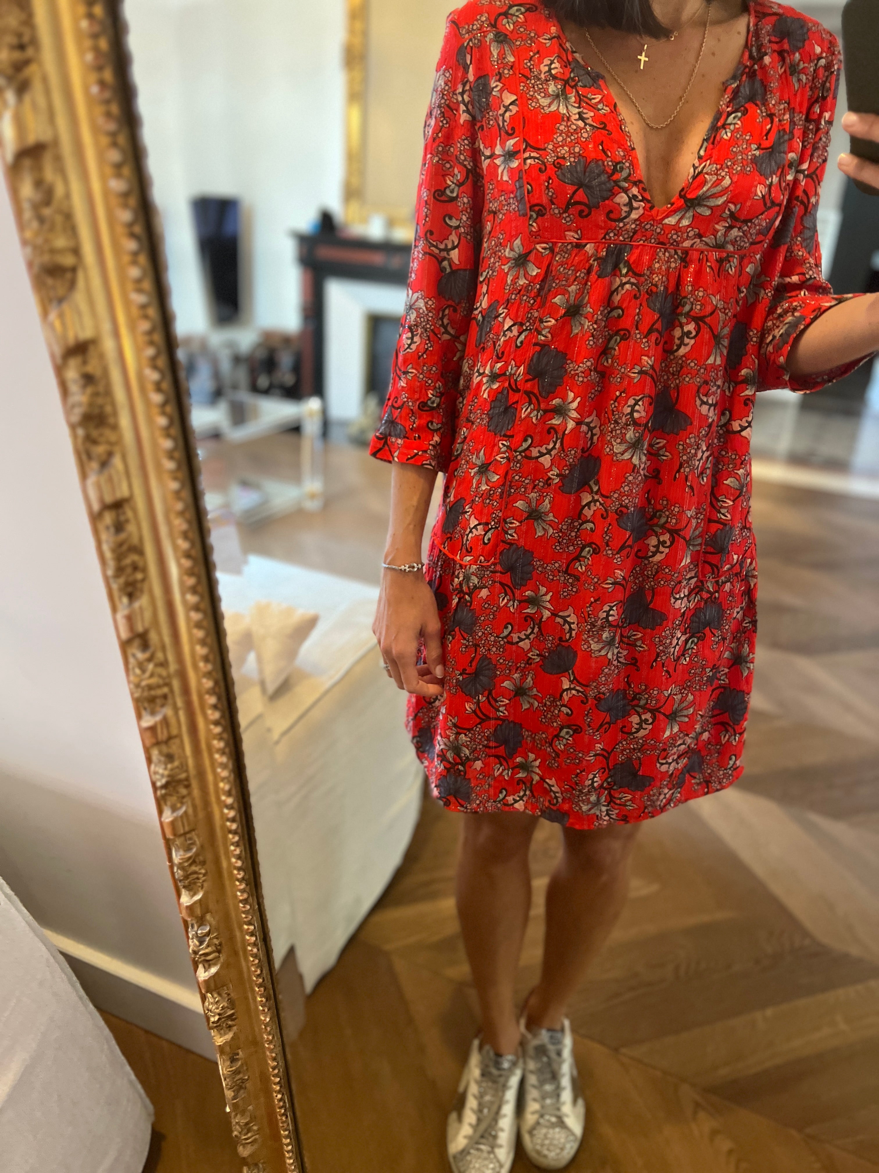 Robe Ba&sh Eve rouge à fleurs