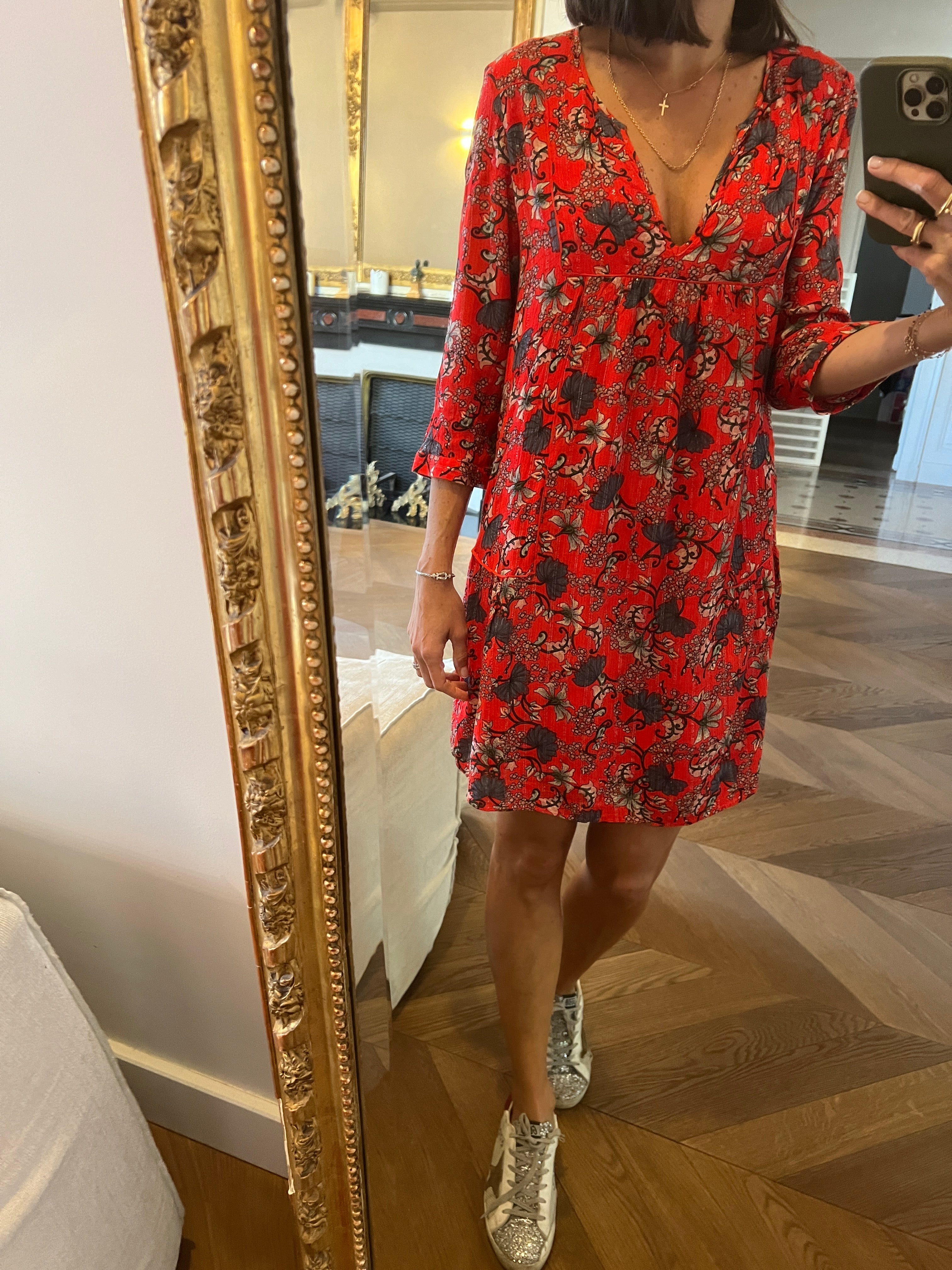 Robe Ba&sh Eve rouge à fleurs