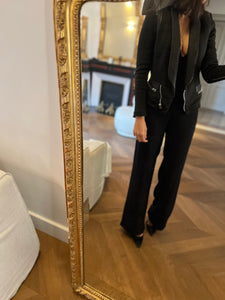 Noémie Lenoir Veste Iro noire épaules et col en cuir