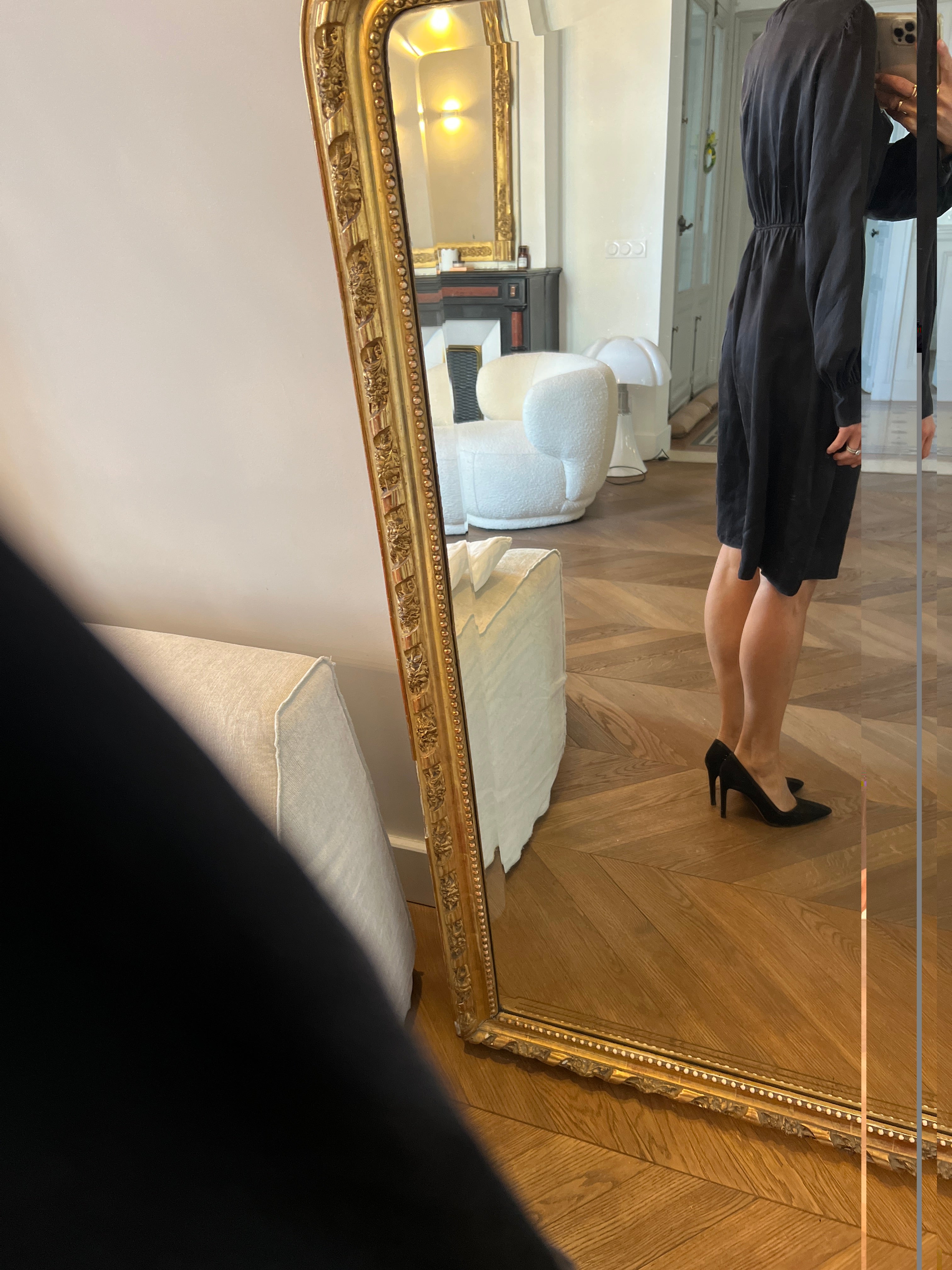 Forte Forte - Robe noire en soie satinée manches longues