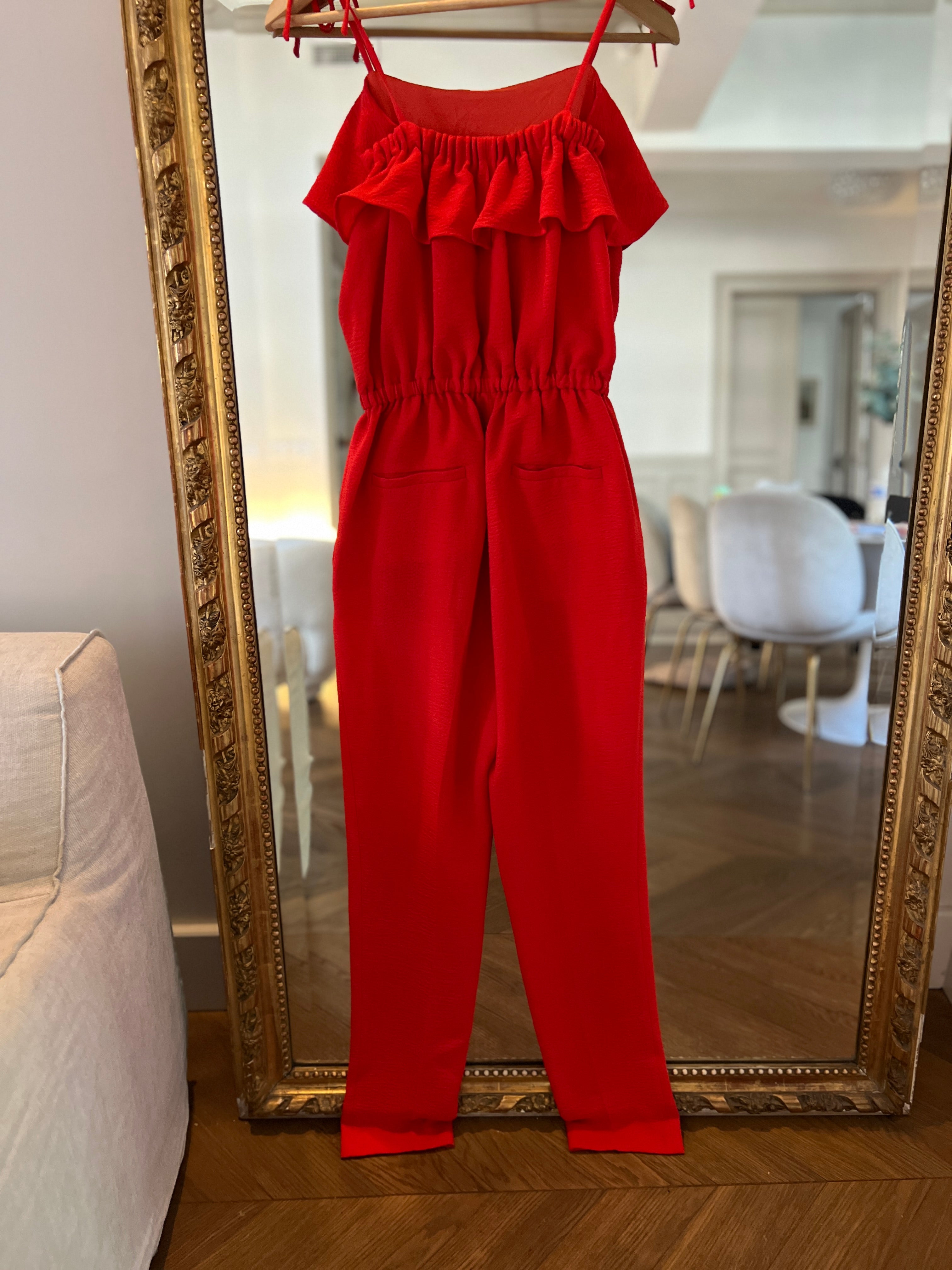 Combinaison pantalon Sézane rouge volant