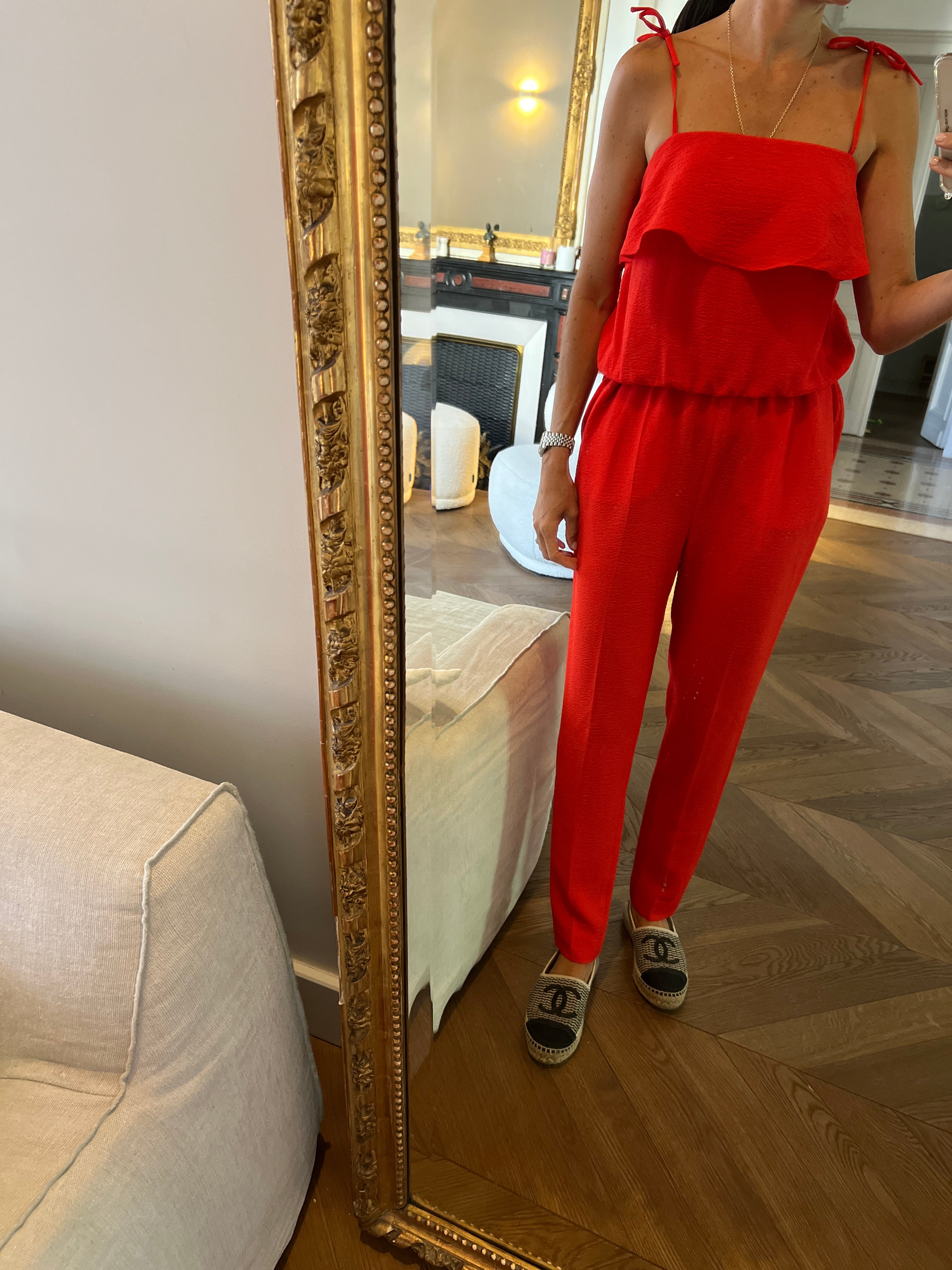 Combinaison pantalon Sézane rouge volant