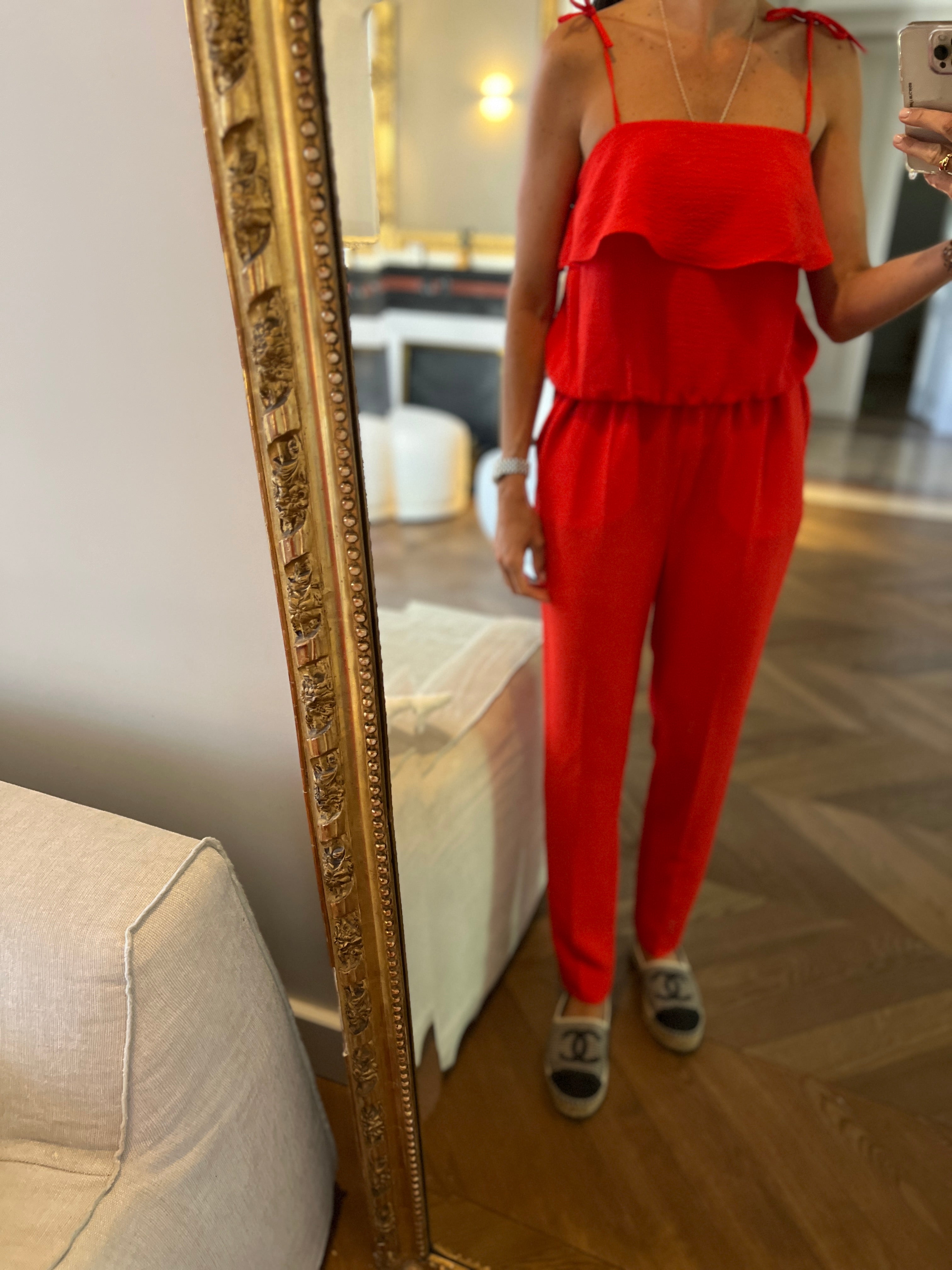 Combinaison pantalon Sézane rouge volant