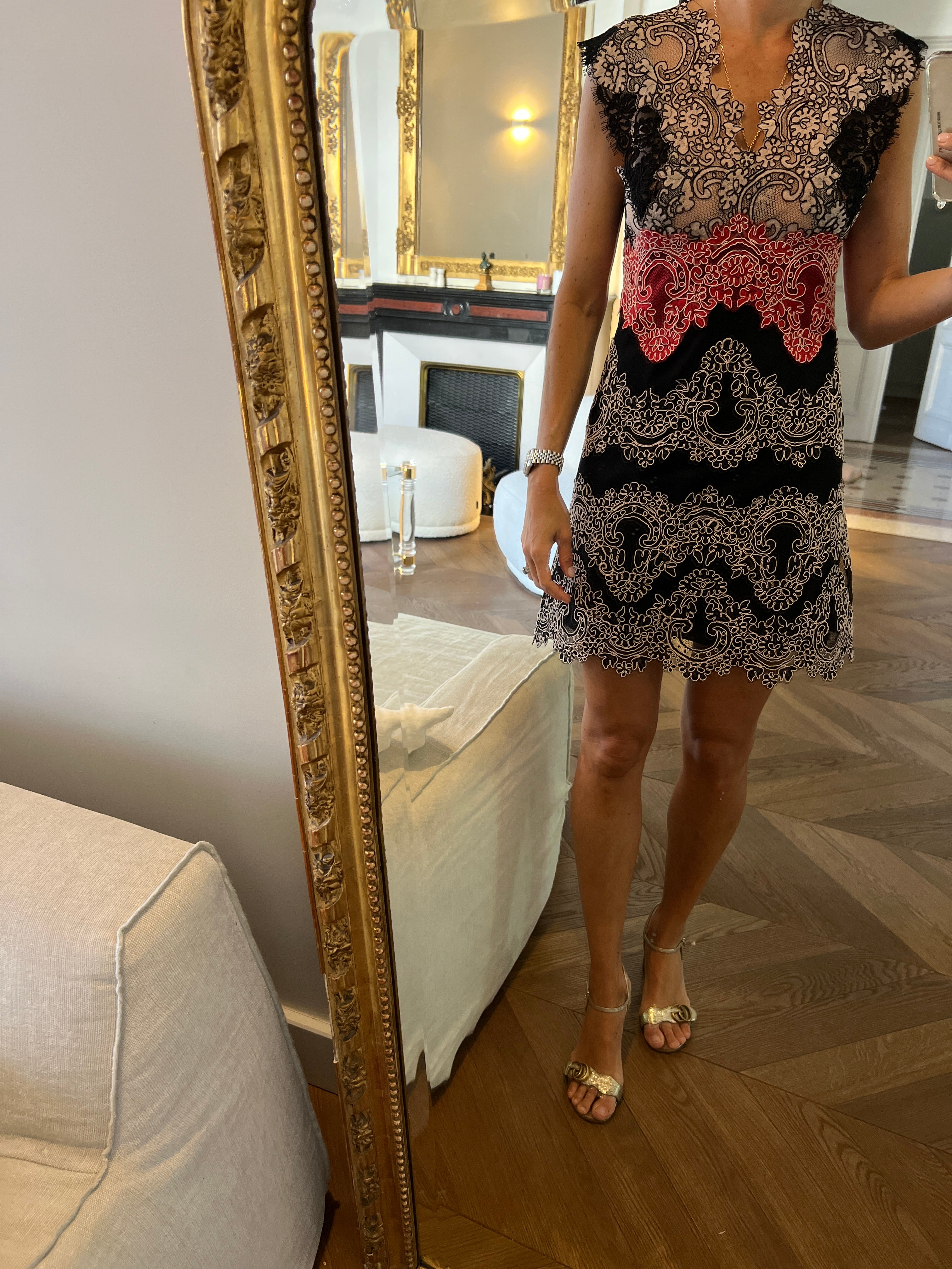 Robe Sandro broderie triocolor