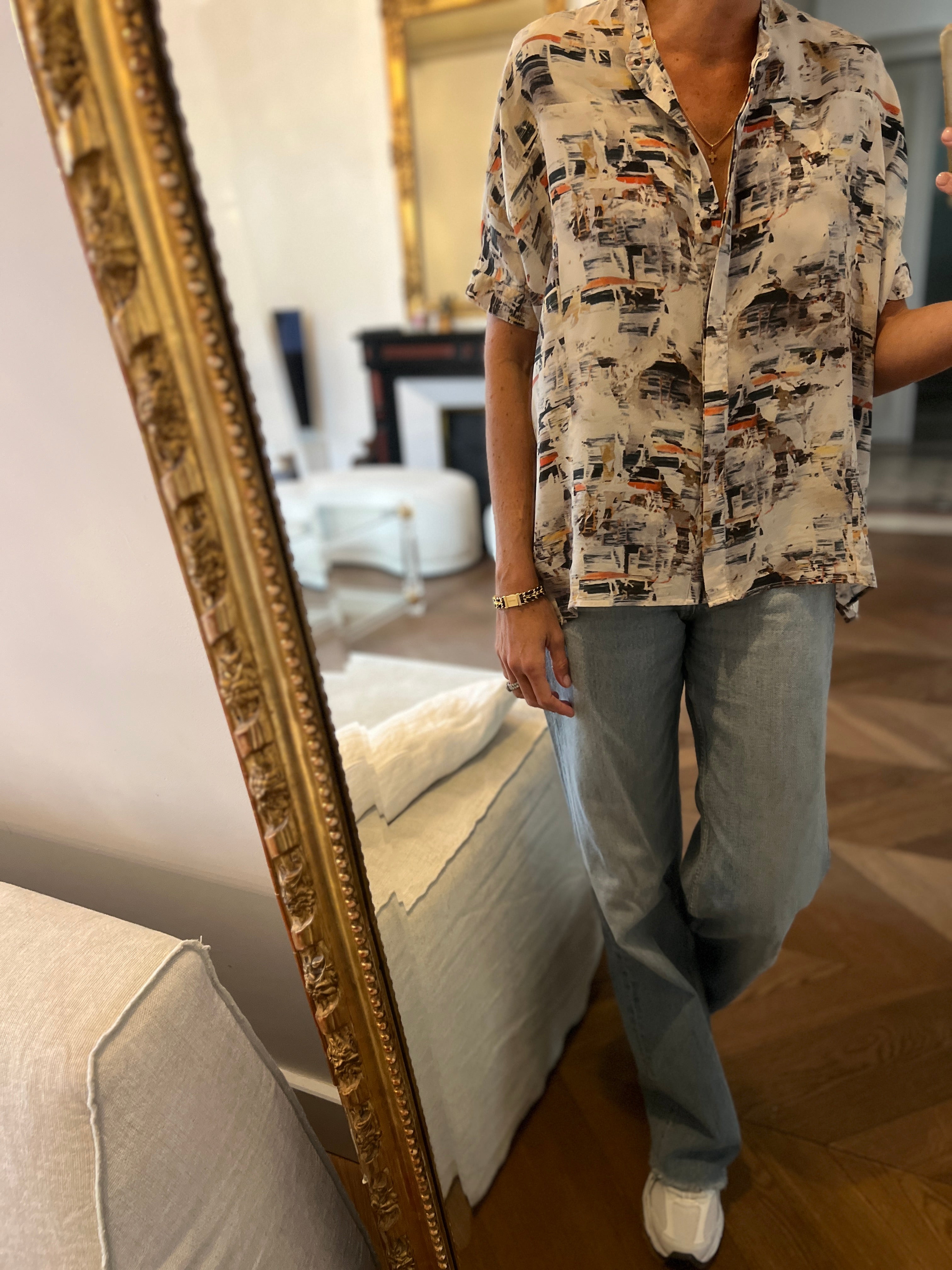 All Saints - Chemise en soie manches courtes à motifs