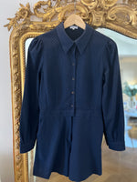 Charger l&#39;image dans la galerie, Combishort Claudie Pierlot bleu marine à pois velours
