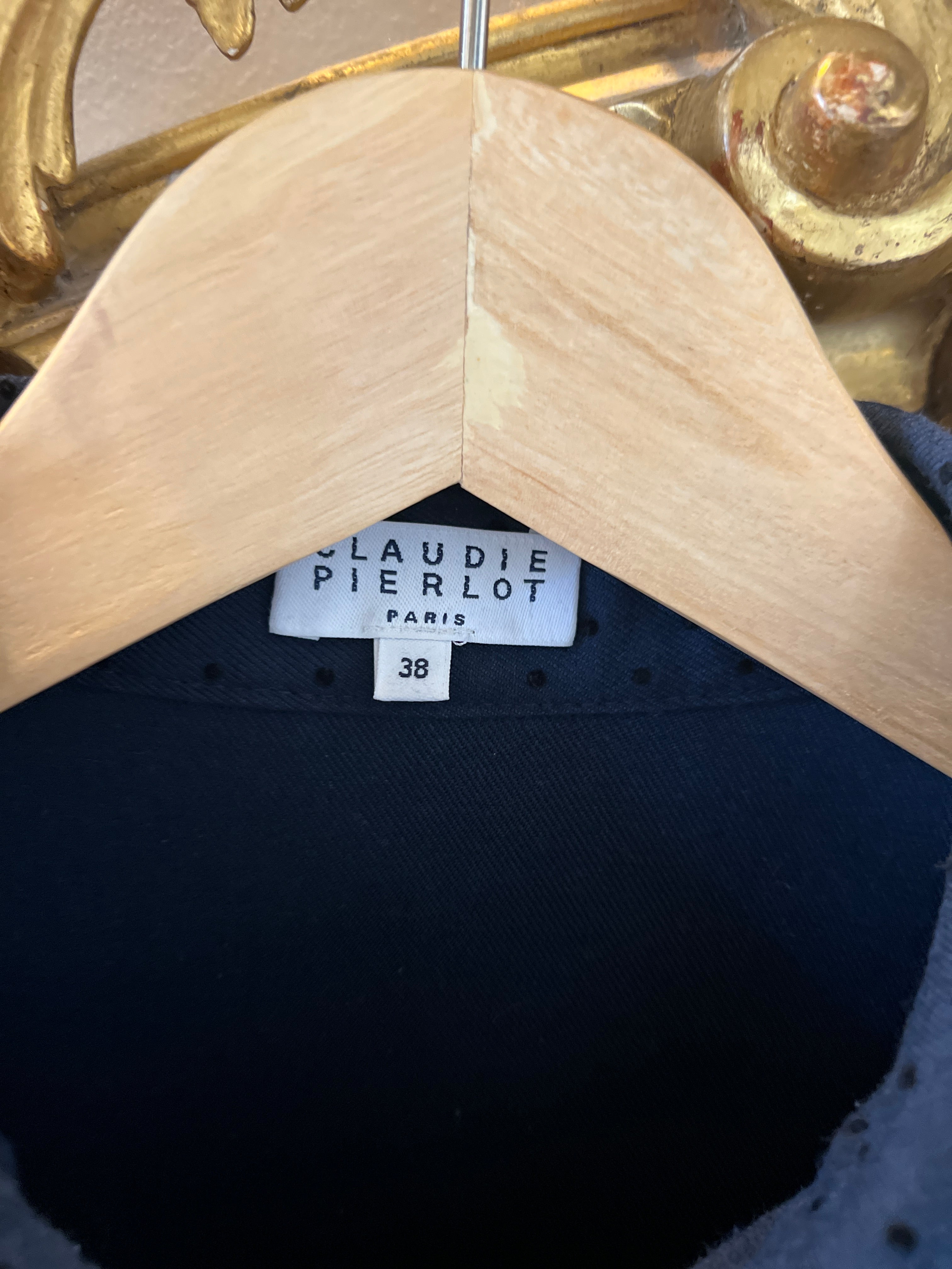 Combishort Claudie Pierlot bleu marine à pois velours