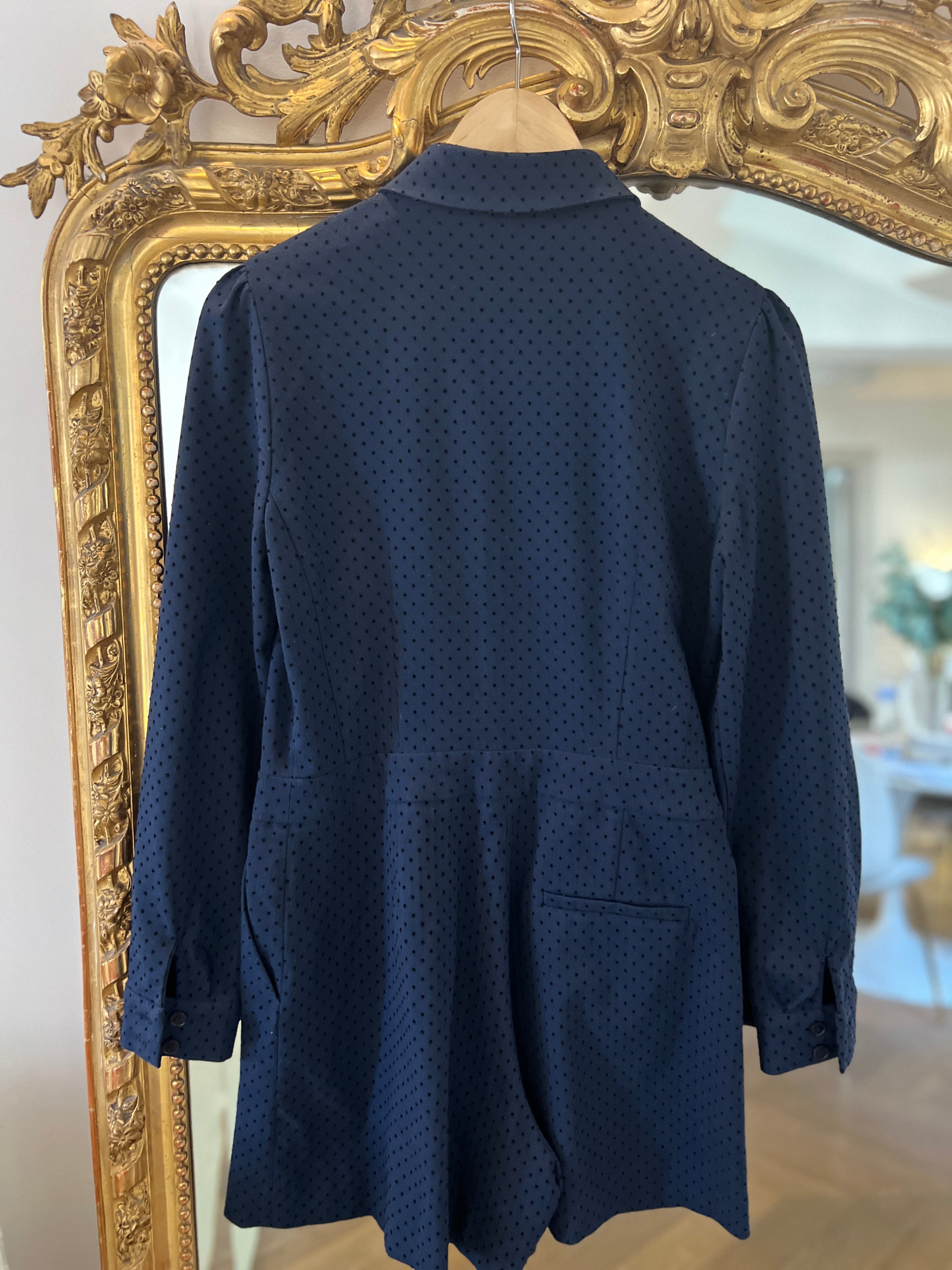 Combishort Claudie Pierlot bleu marine à pois velours