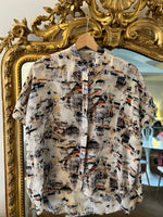 Charger l&#39;image dans la galerie, All Saints - Chemise en soie manches courtes à motifs
