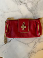 Charger l&#39;image dans la galerie, Noémie Lenoir Pochette Carmen Steffens rouge et dorée
