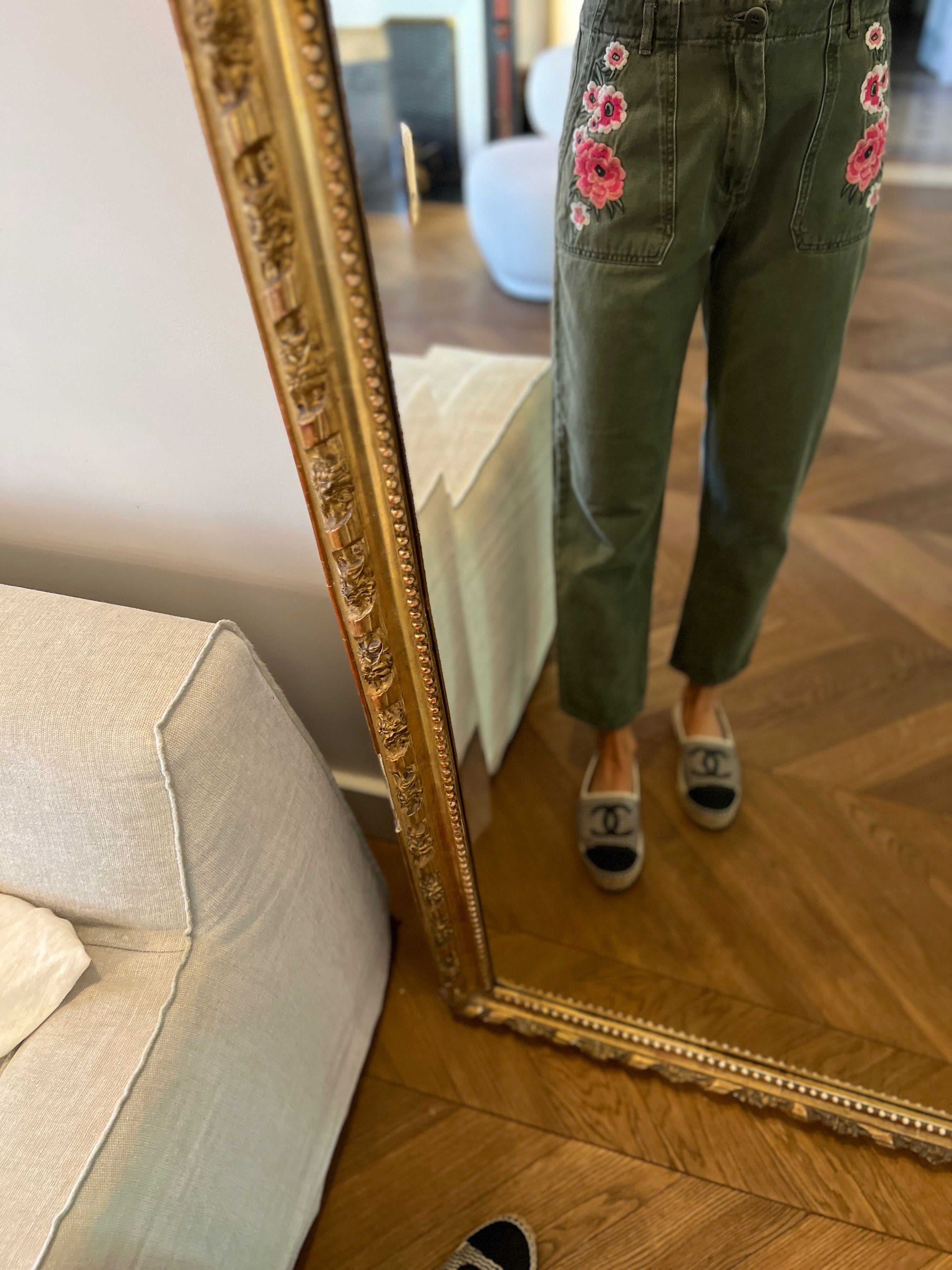 Jean Claudie Pierlot kaki à fleurs