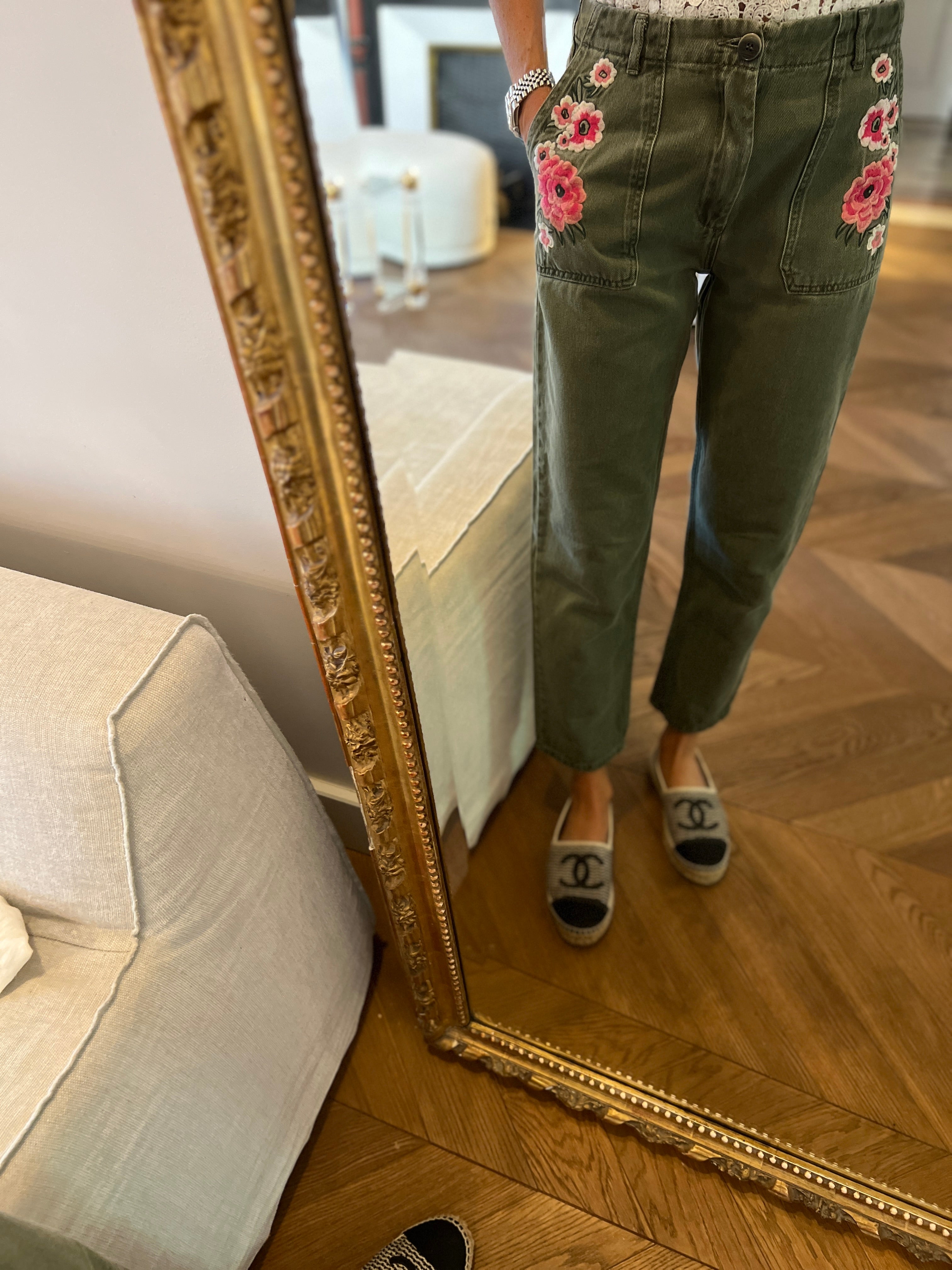 Jean Claudie Pierlot kaki à fleurs