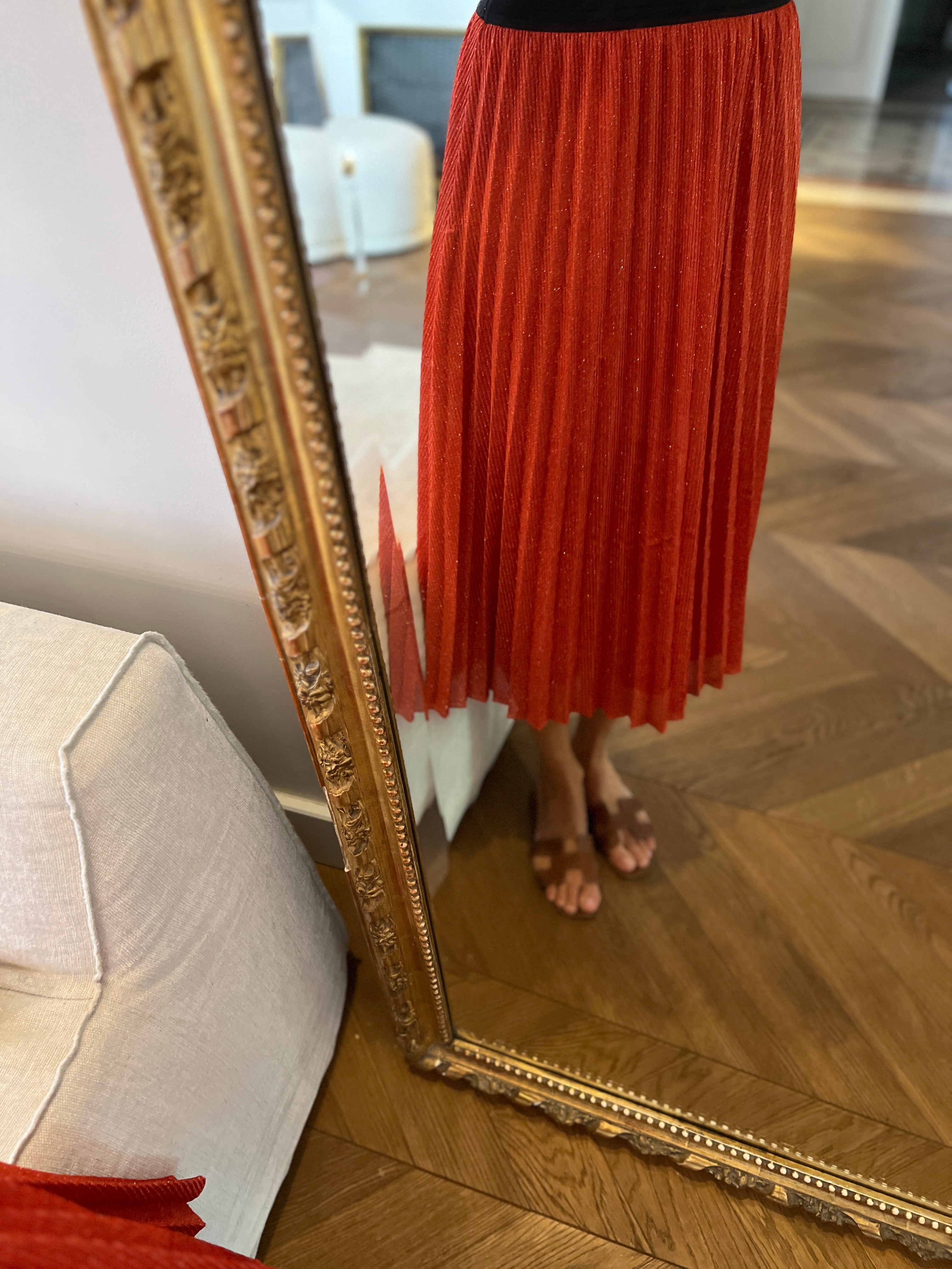 Jupe Maje corail irisé