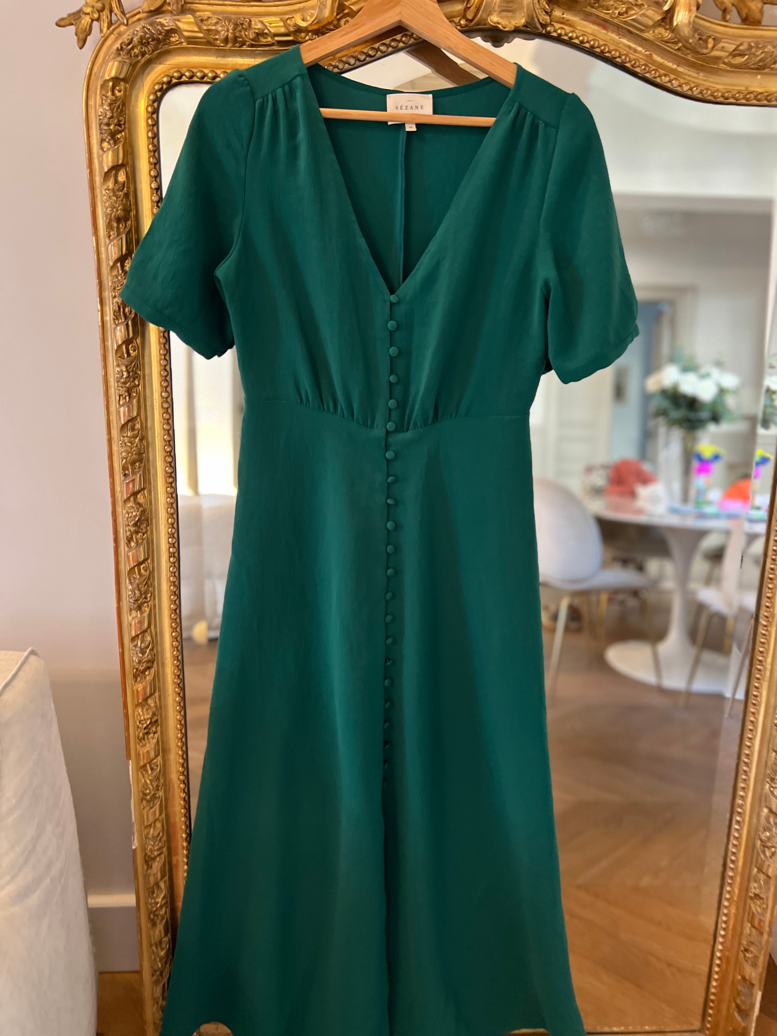 Robe Sézane longue vert foncé