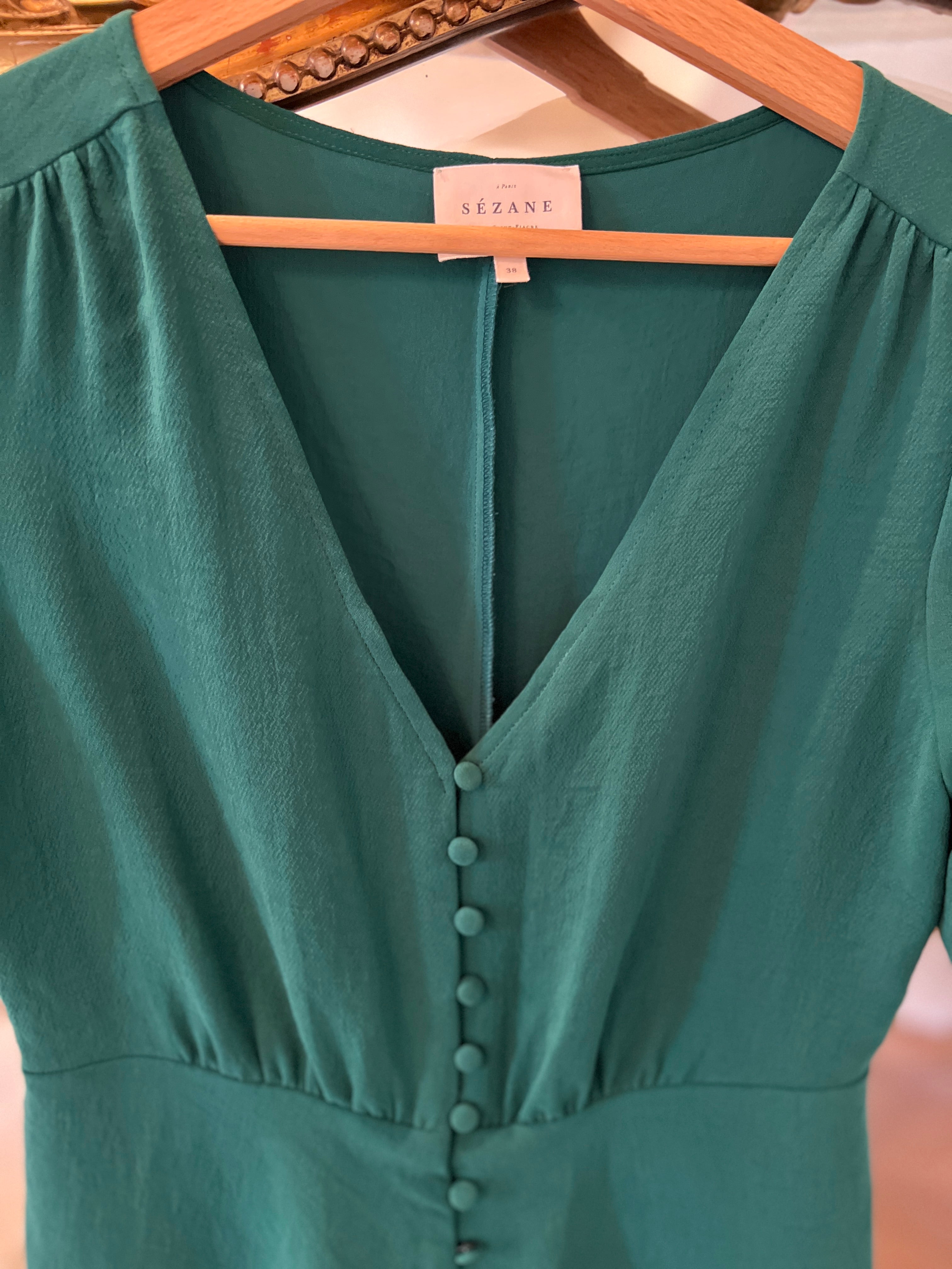 Robe Sézane longue vert foncé