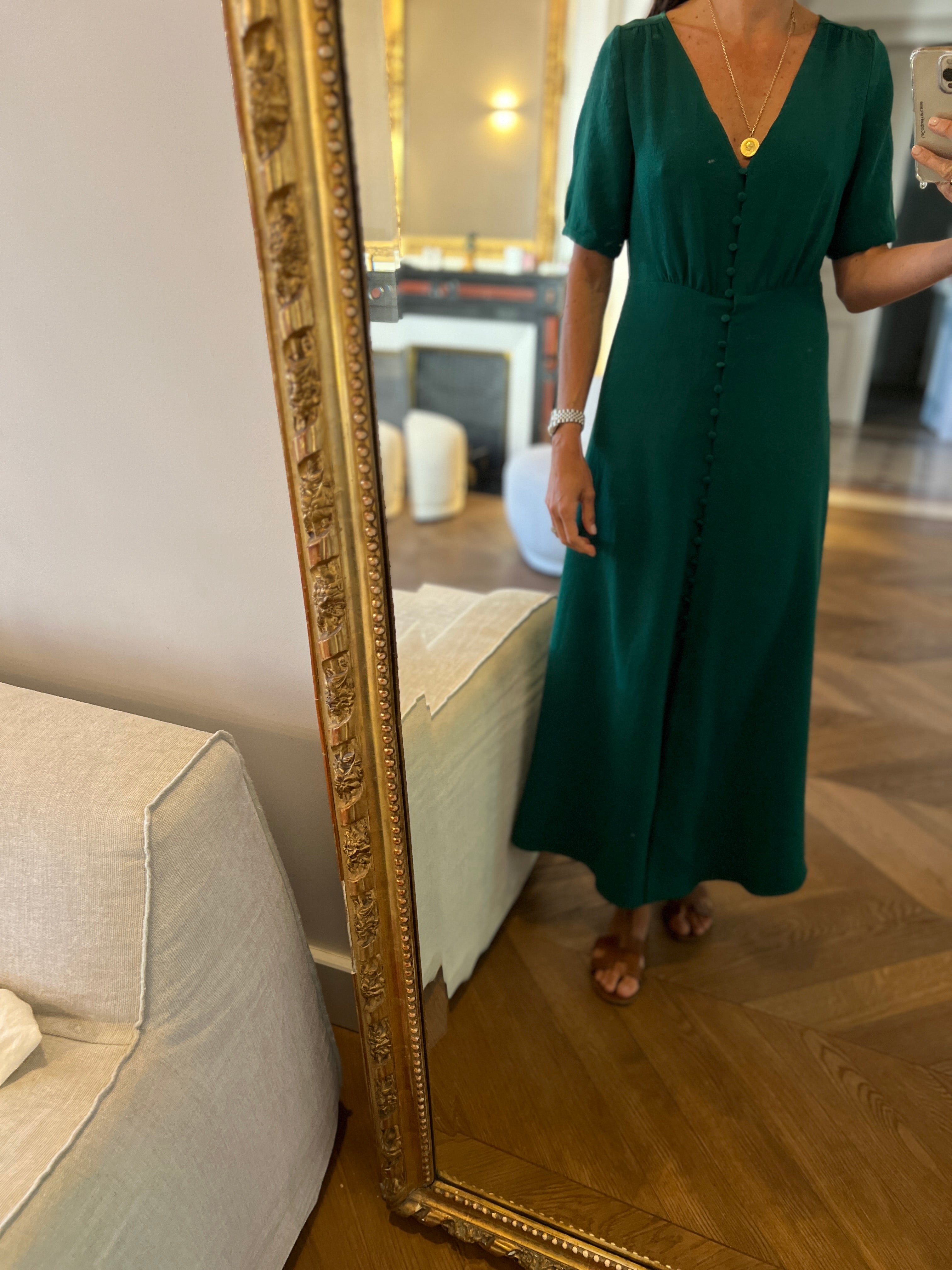 Robe Sézane longue vert foncé
