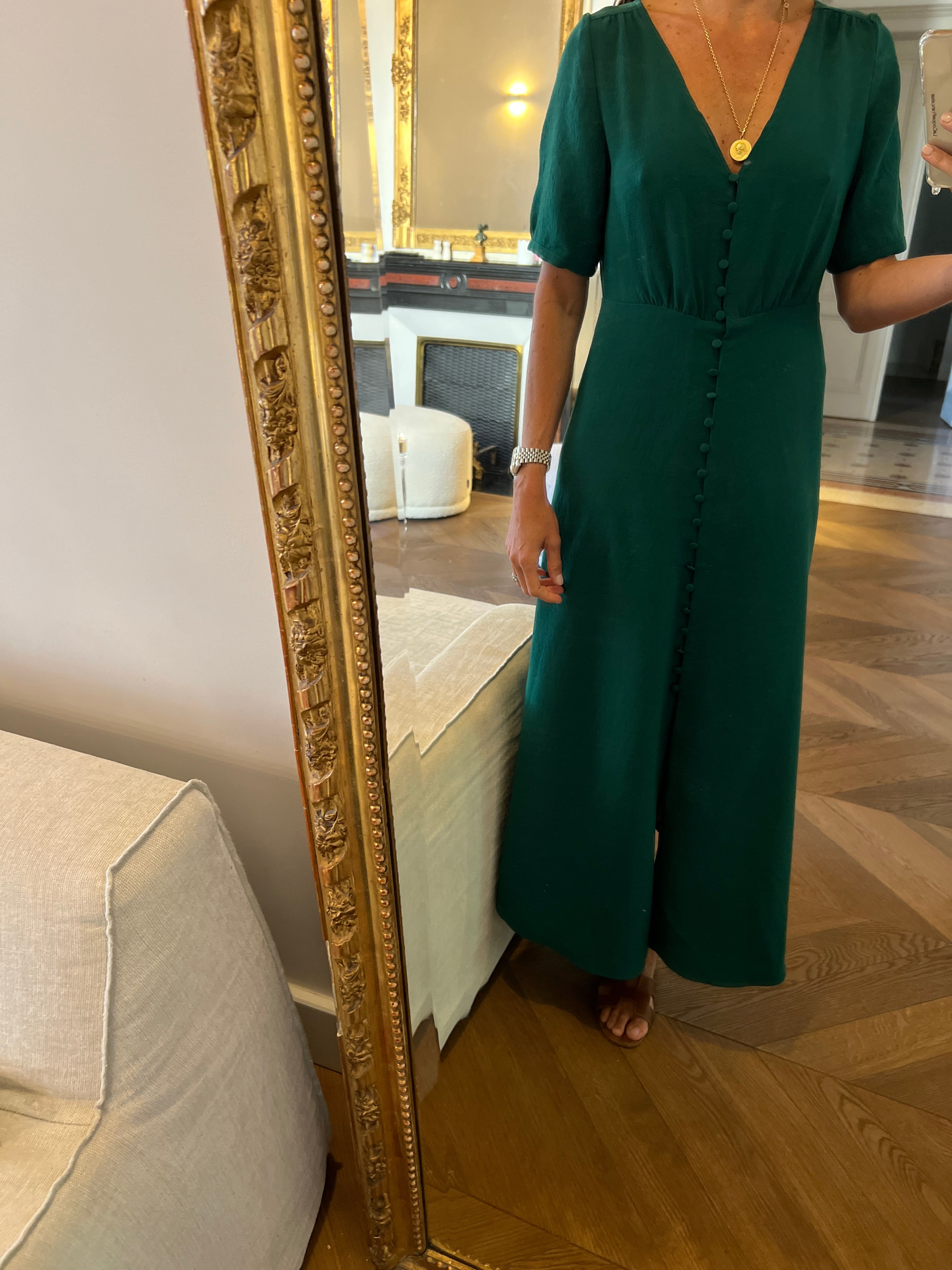 Robe Sézane longue vert foncé