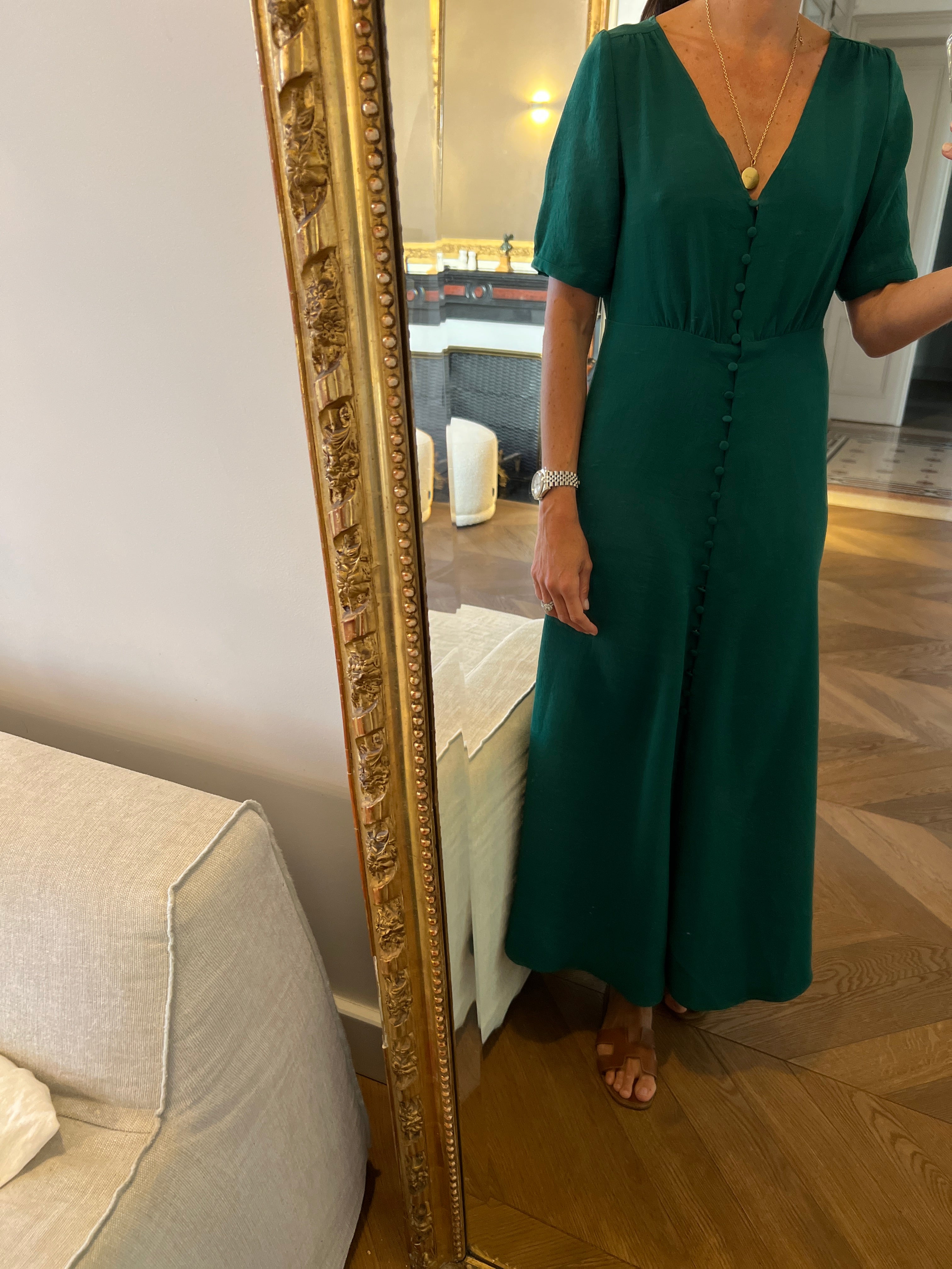Robe Sézane longue vert foncé