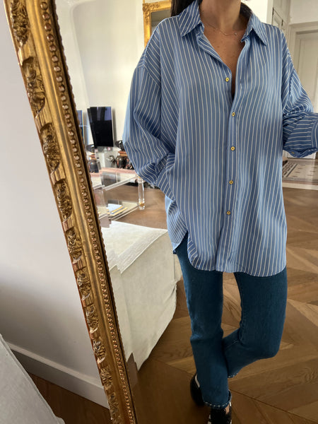 Chemise Zara oversize bleu à rayures
