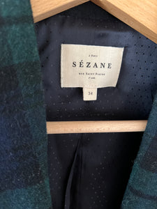 Veste Sezane à carreaux écossais marine