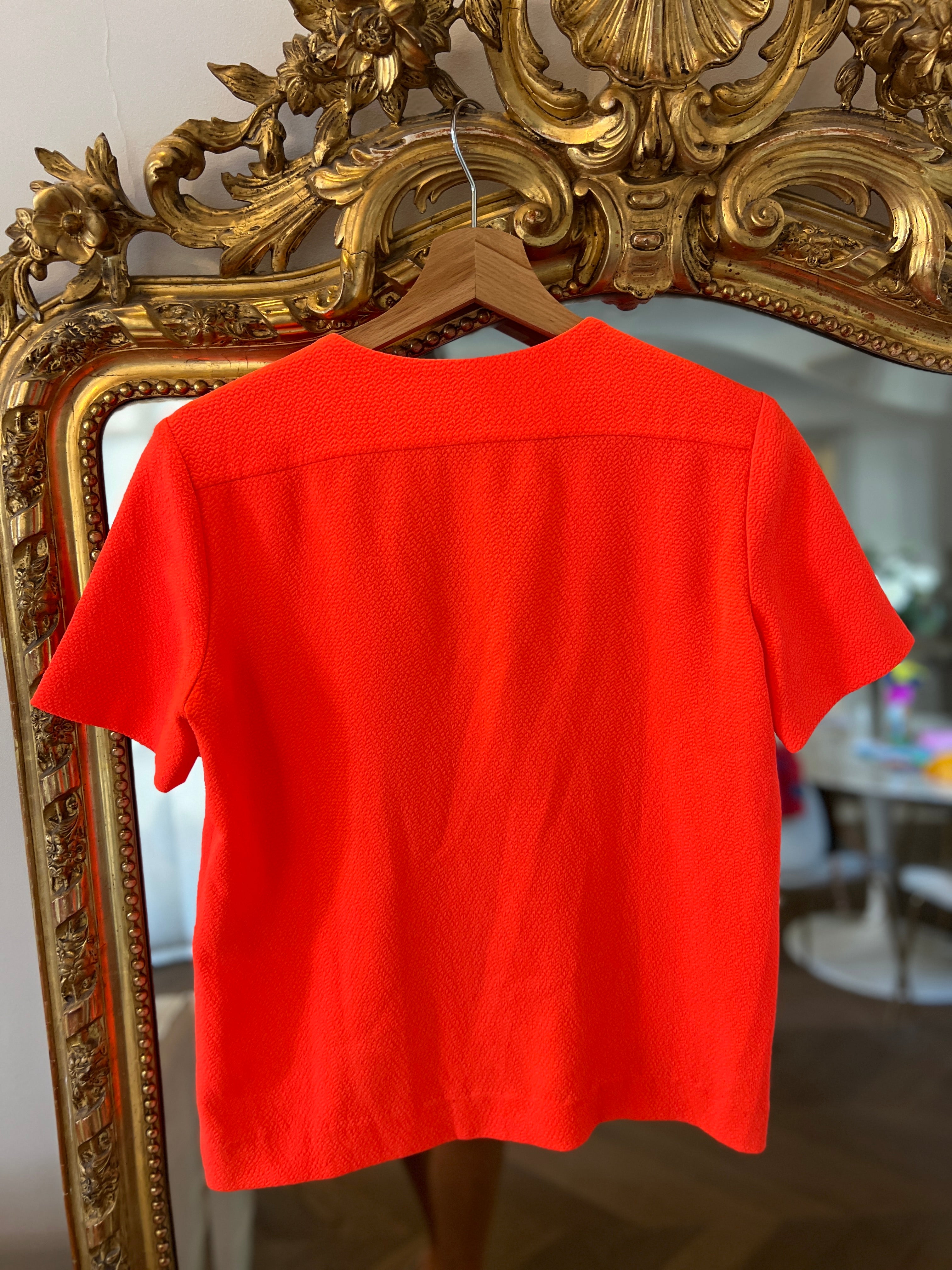 Top Claudie Pierlot orange fluo fermeture eclair