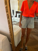 Charger l&#39;image dans la galerie, Top Claudie Pierlot orange fluo fermeture eclair
