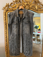 Charger l&#39;image dans la galerie, American Vintage - Veste longue en jean sans manche
