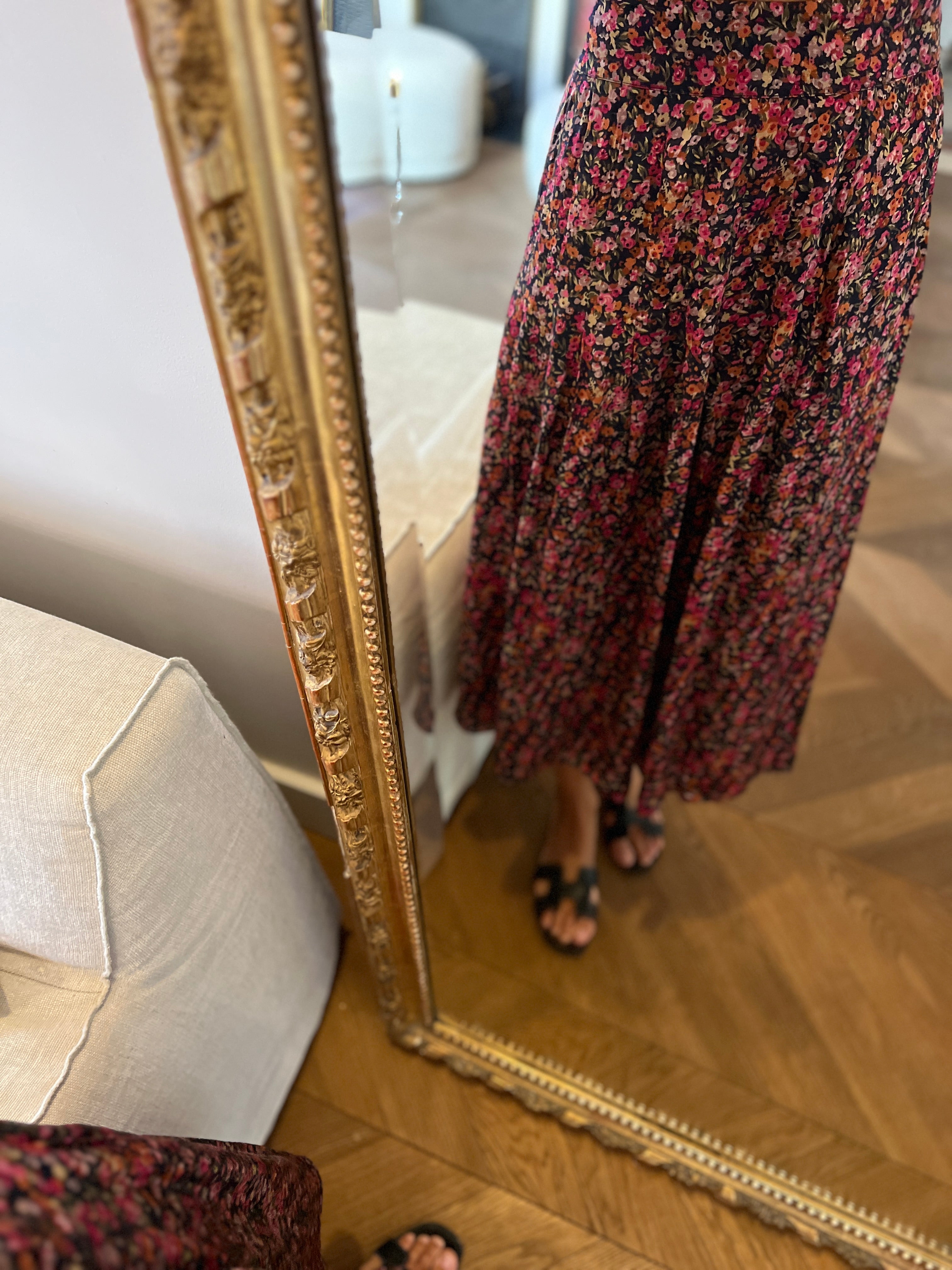 Jupe Sézane satinée à fleurs