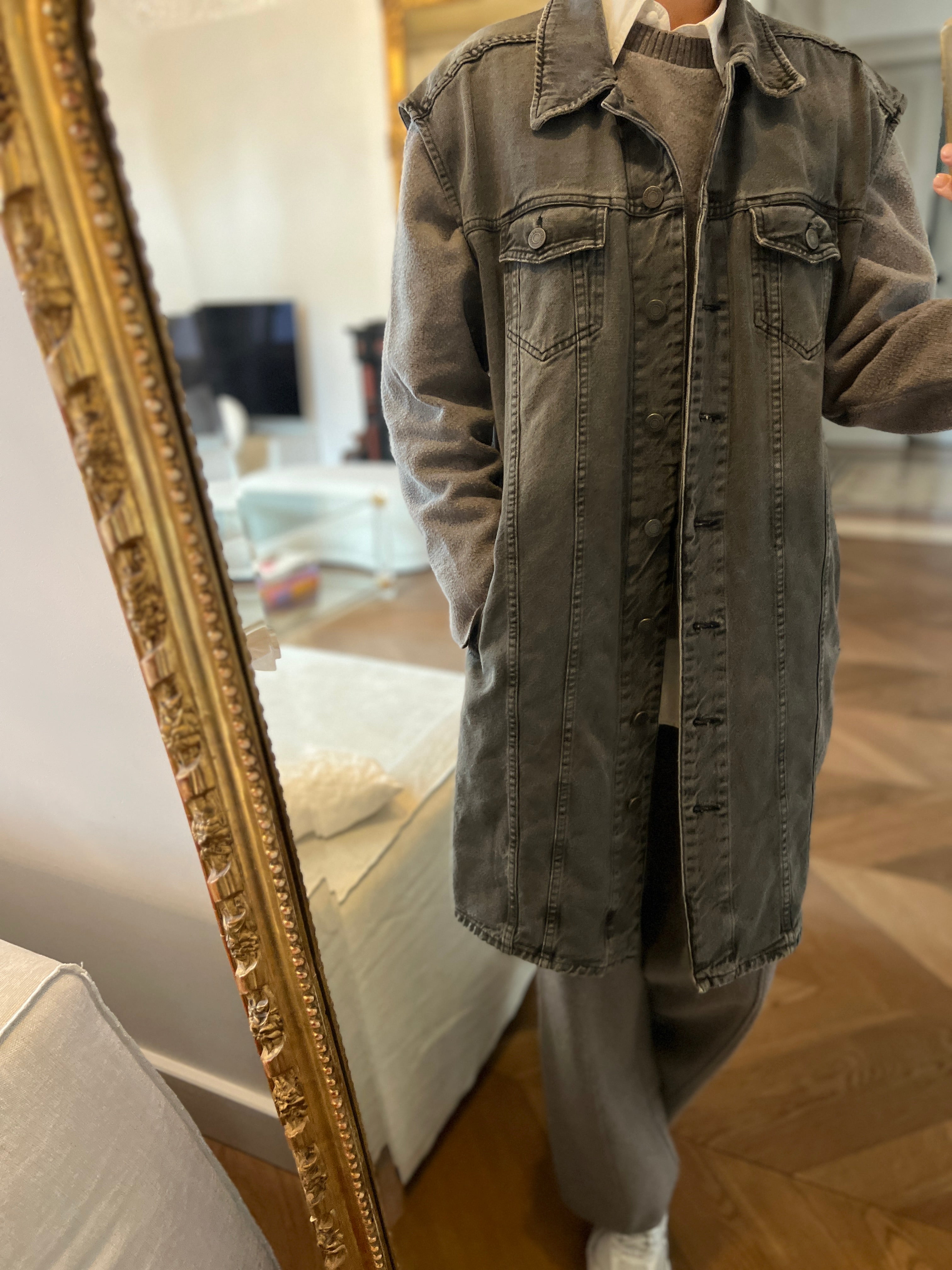American Vintage - Veste longue en jean sans manche