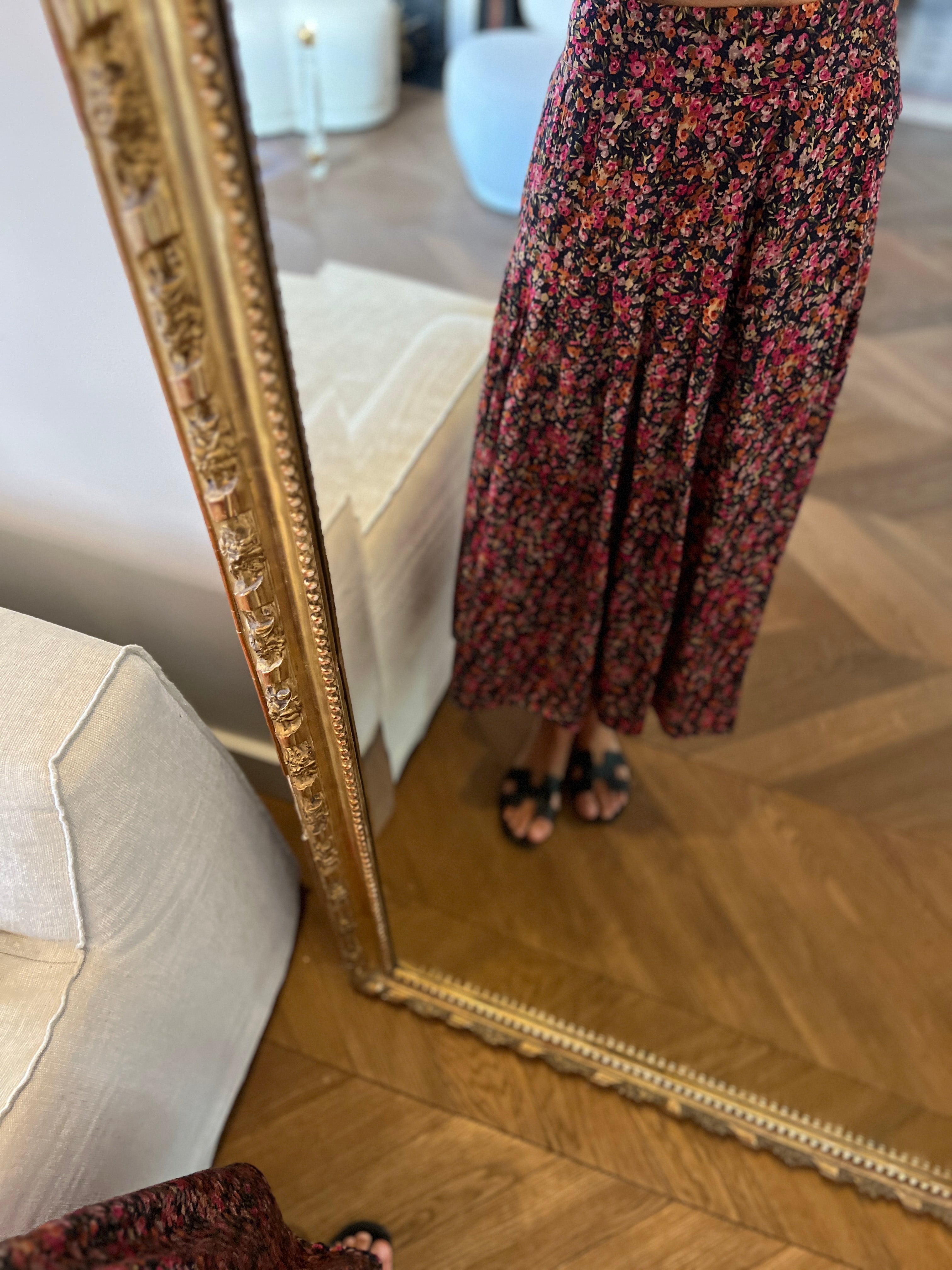 Jupe Sézane satinée à fleurs