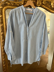 Chemise blouse Zara à rayures bleu ciel