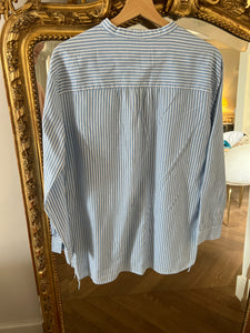 Chemise blouse Zara à rayures bleu ciel