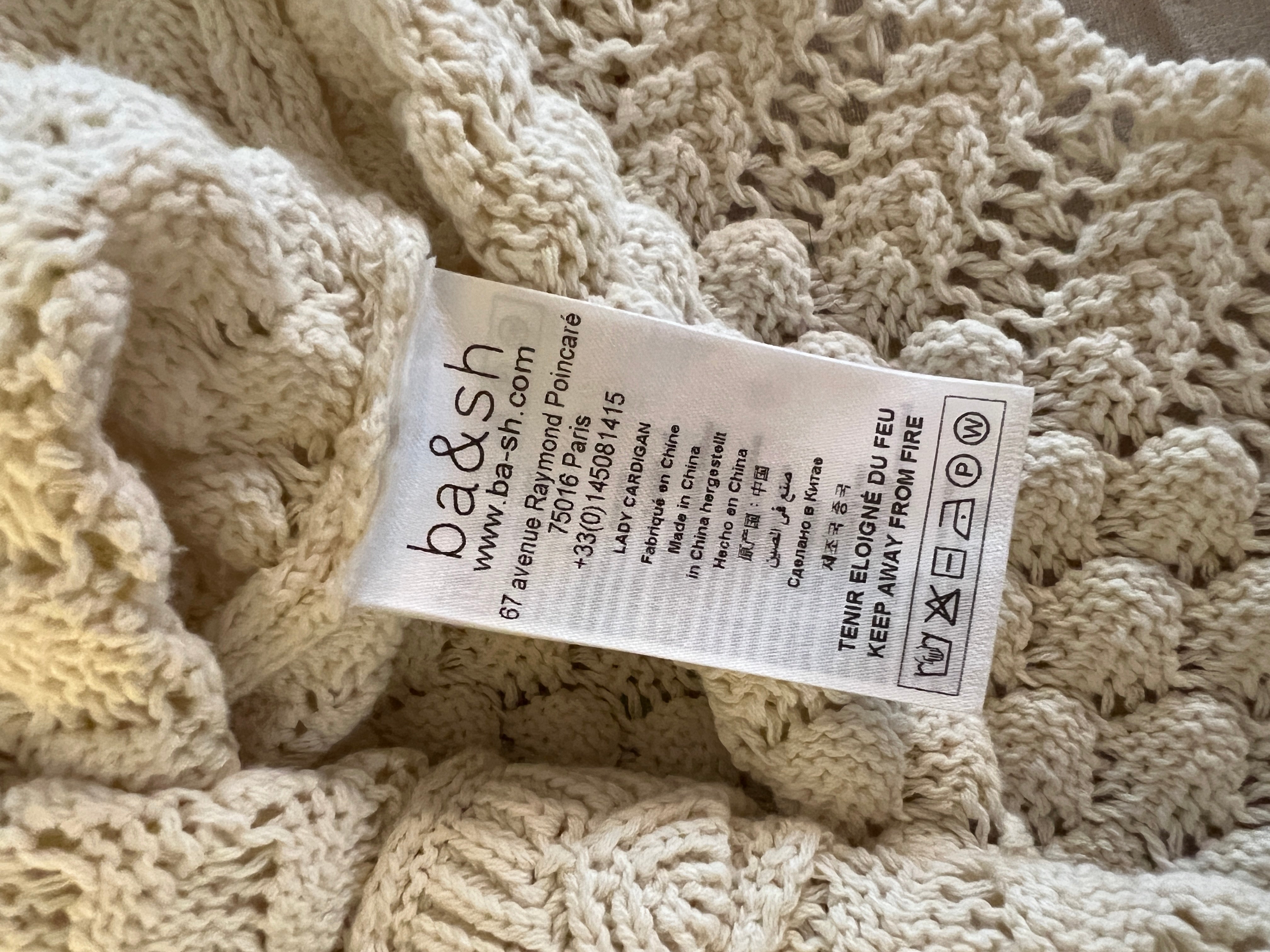 Ba&sh - Gilet en crochet jump beige courte