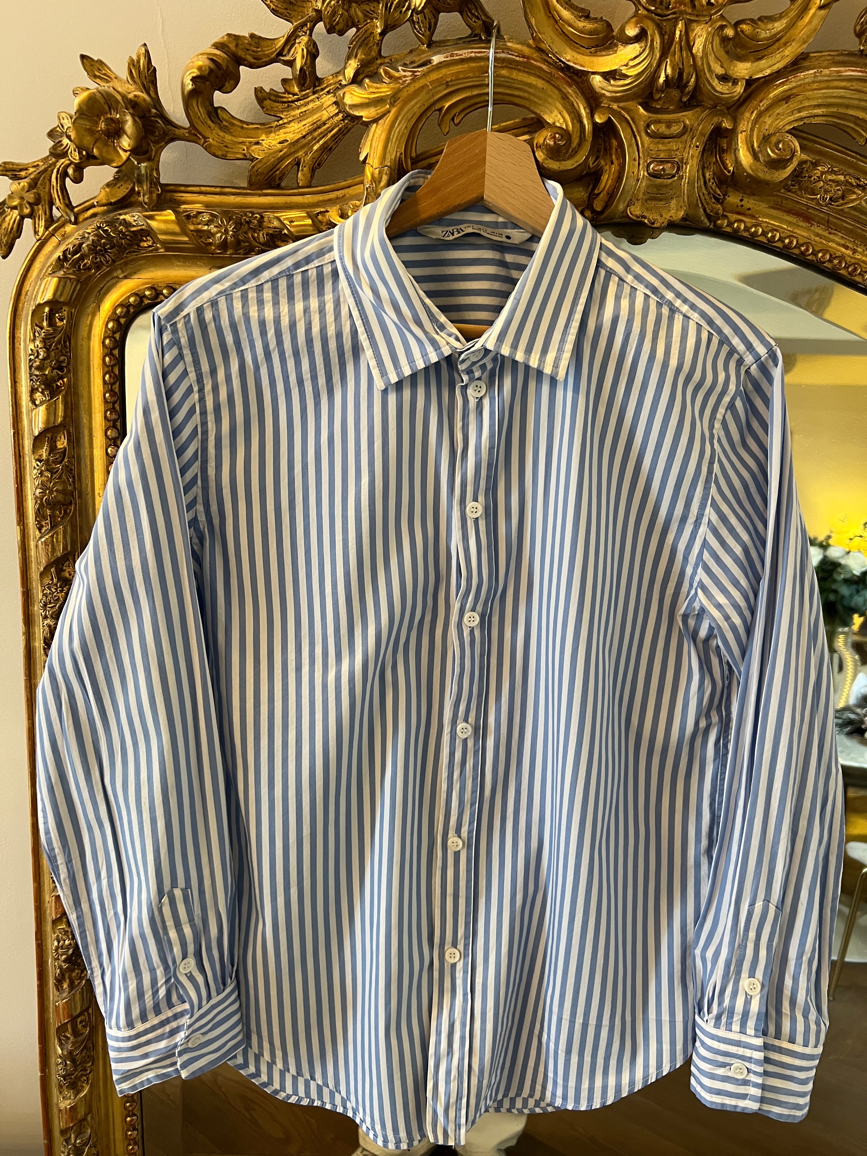 Zara - Chemise à rayures bleu ciel et blanc