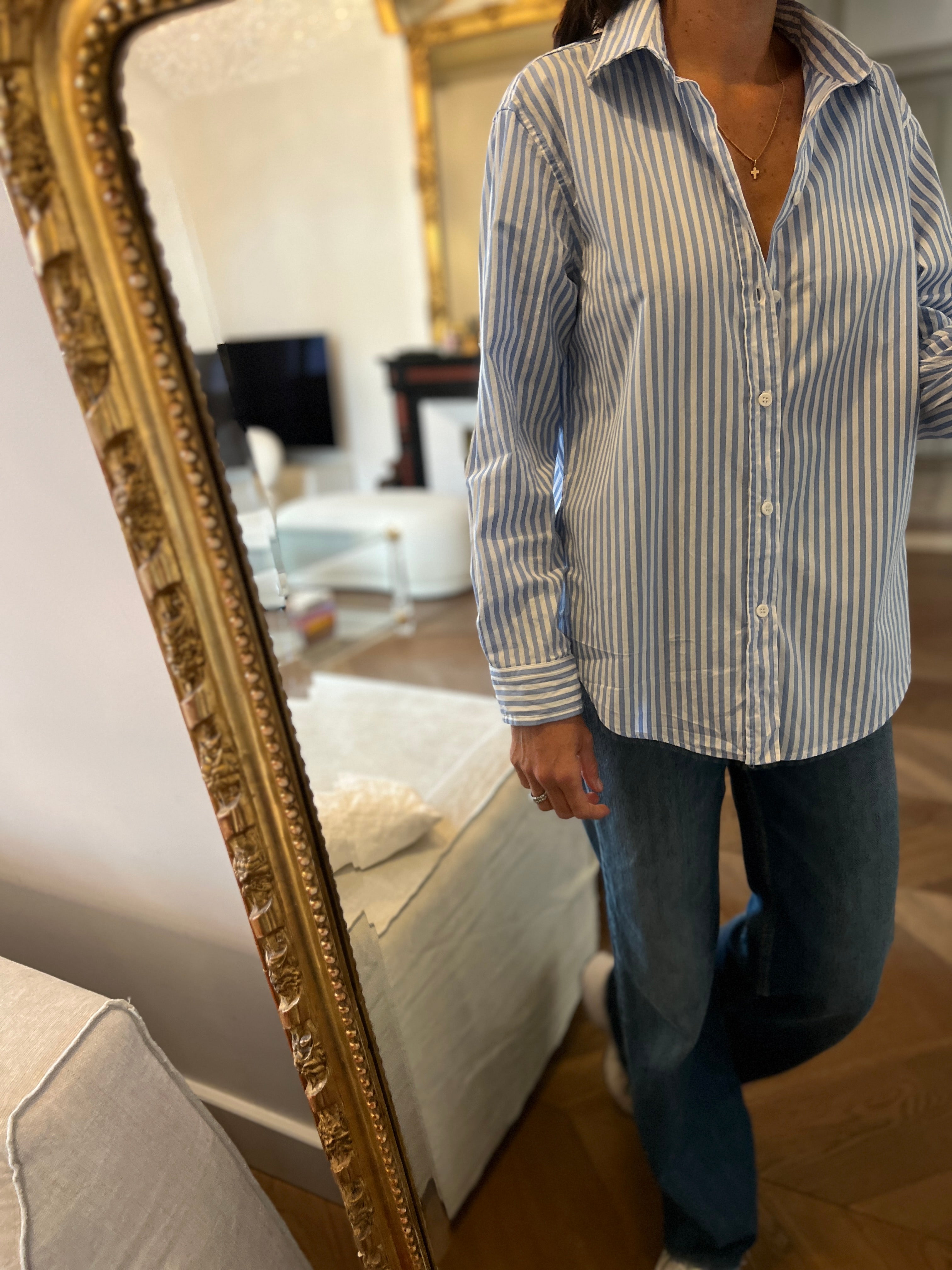 Zara - Chemise à rayures bleu ciel et blanc