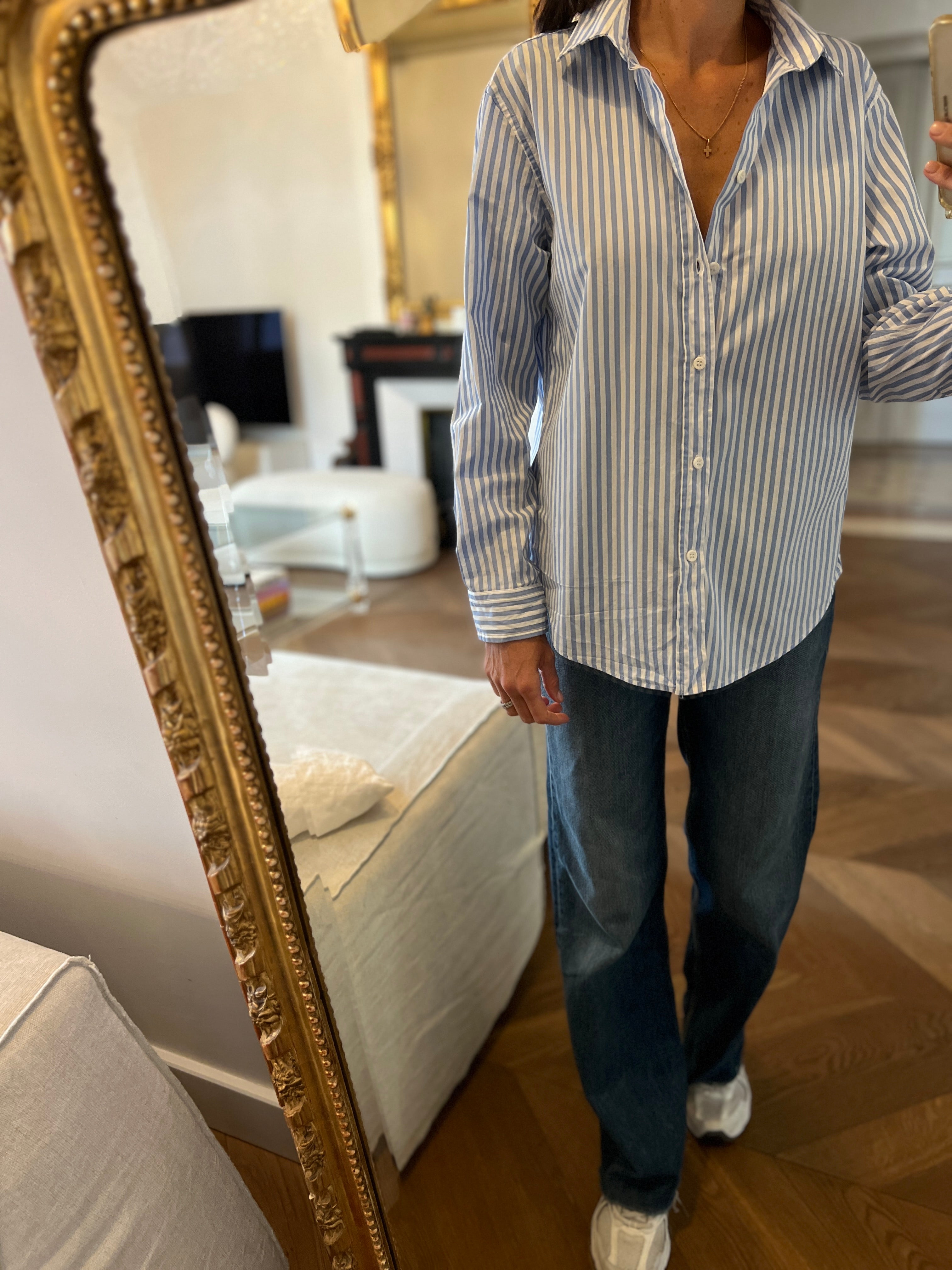 Zara - Chemise à rayures bleu ciel et blanc