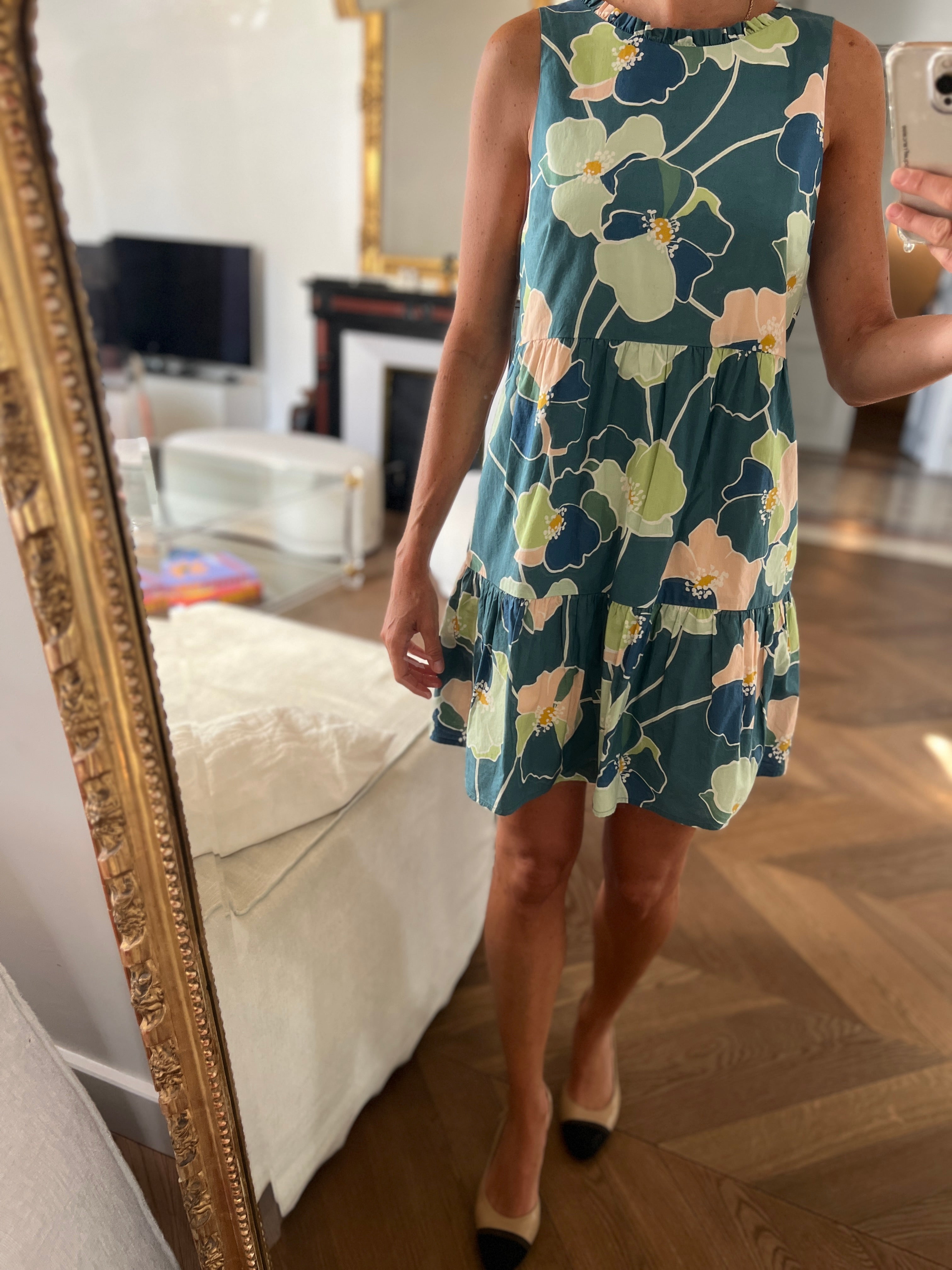 Robe Sézane floral verte et bleue