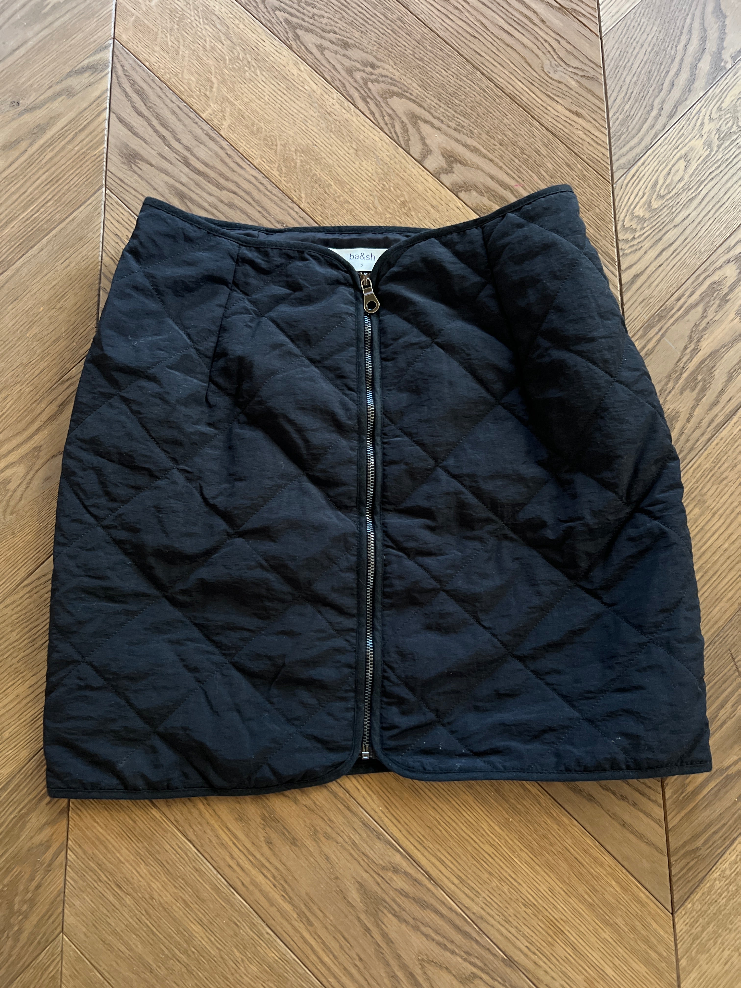 Ba&sh - Jupe noire matelassée fermeture éclair