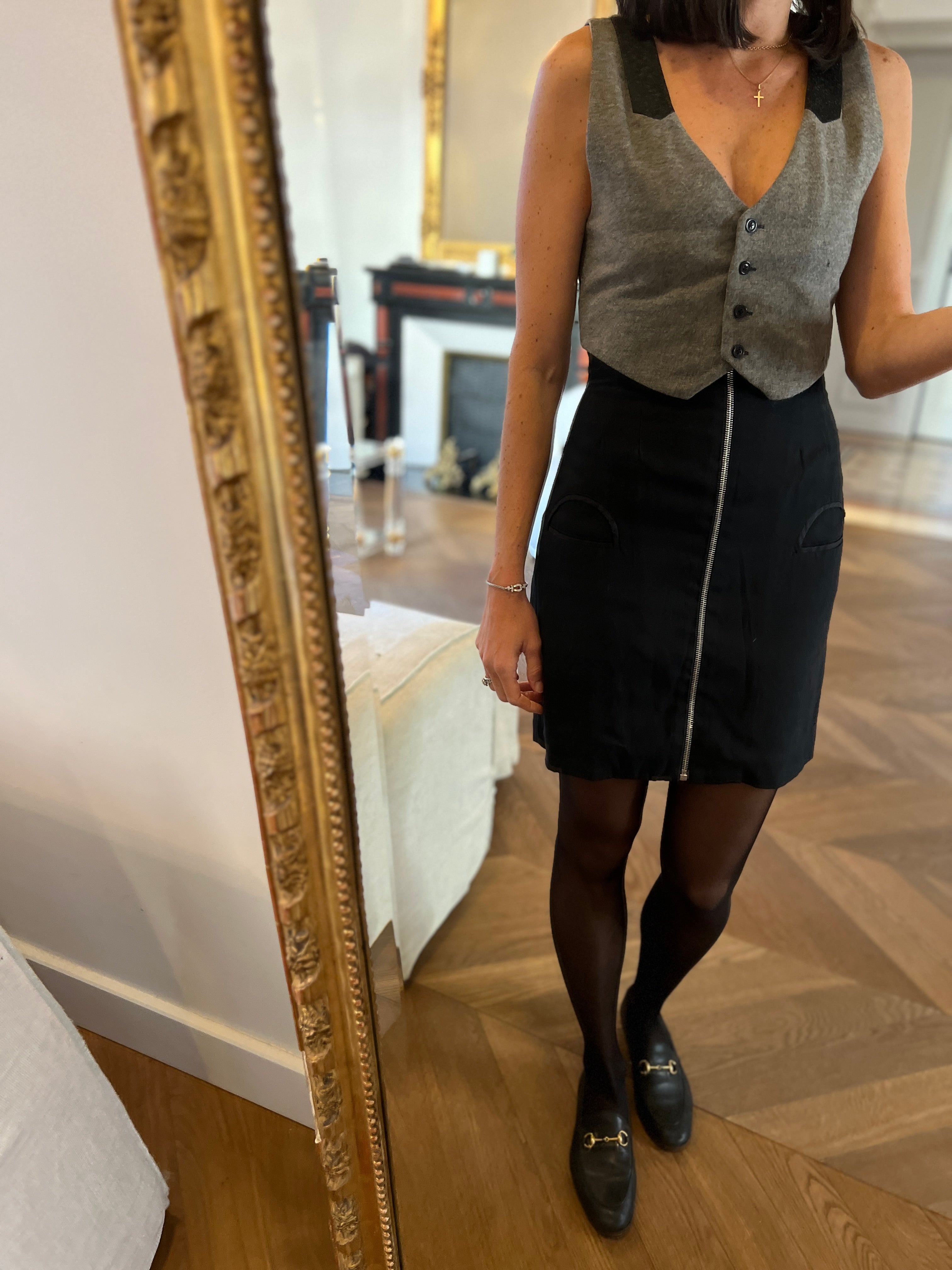 Noémie Lenoir Robe Alexander Wang noire et grise