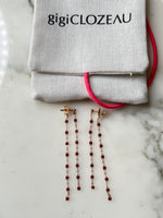 Charger l'image dans la galerie, GigiClozeau - Boucles d'oreilles Dansantes Classique Gigi rouge bordeaux , or rose
