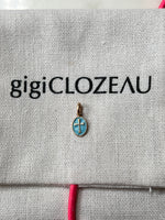 Charger l'image dans la galerie, GigiClozeau - Pendentif croix résine turquoise, or rose
