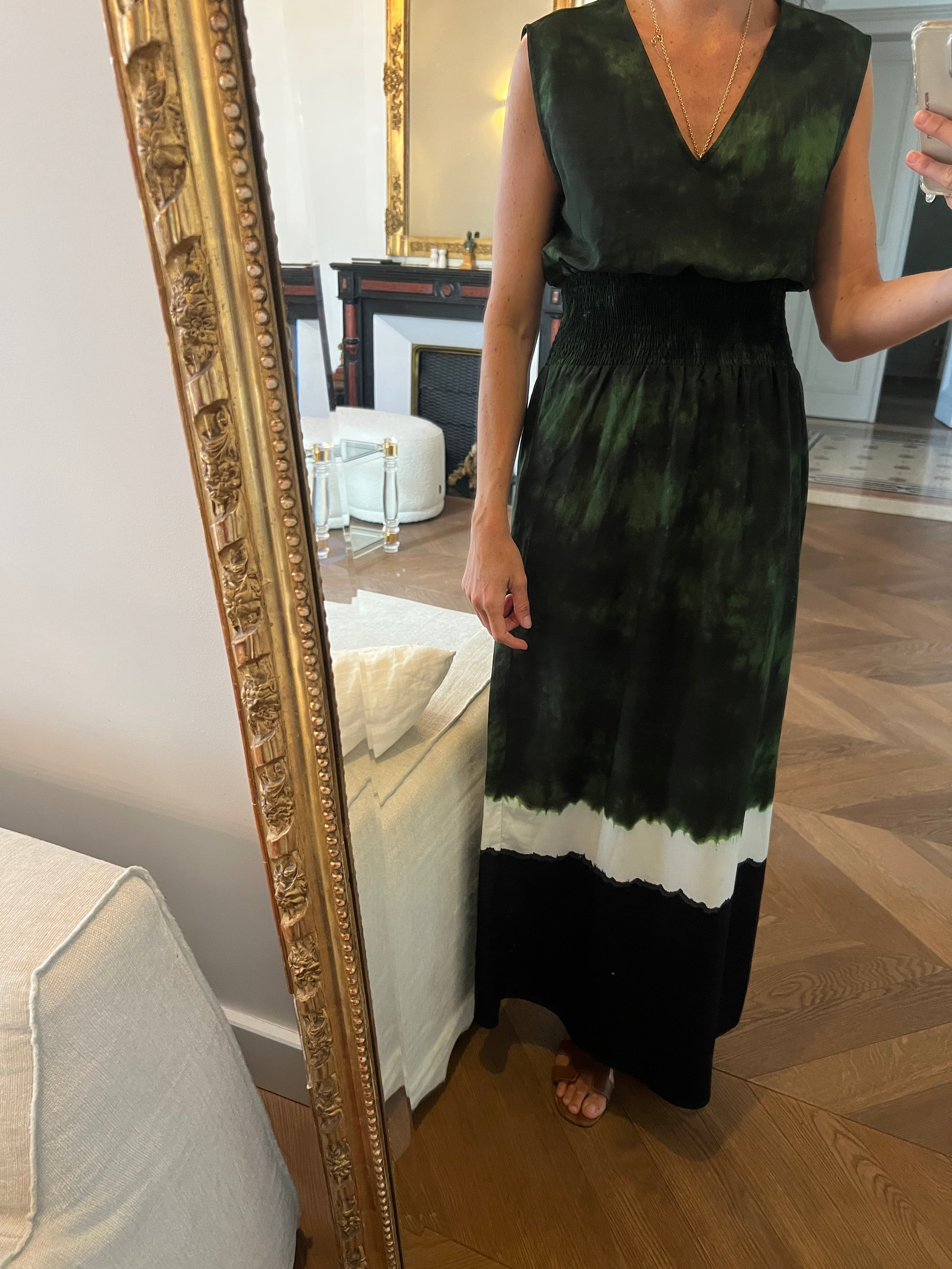 Robe Maje longue verte foncée