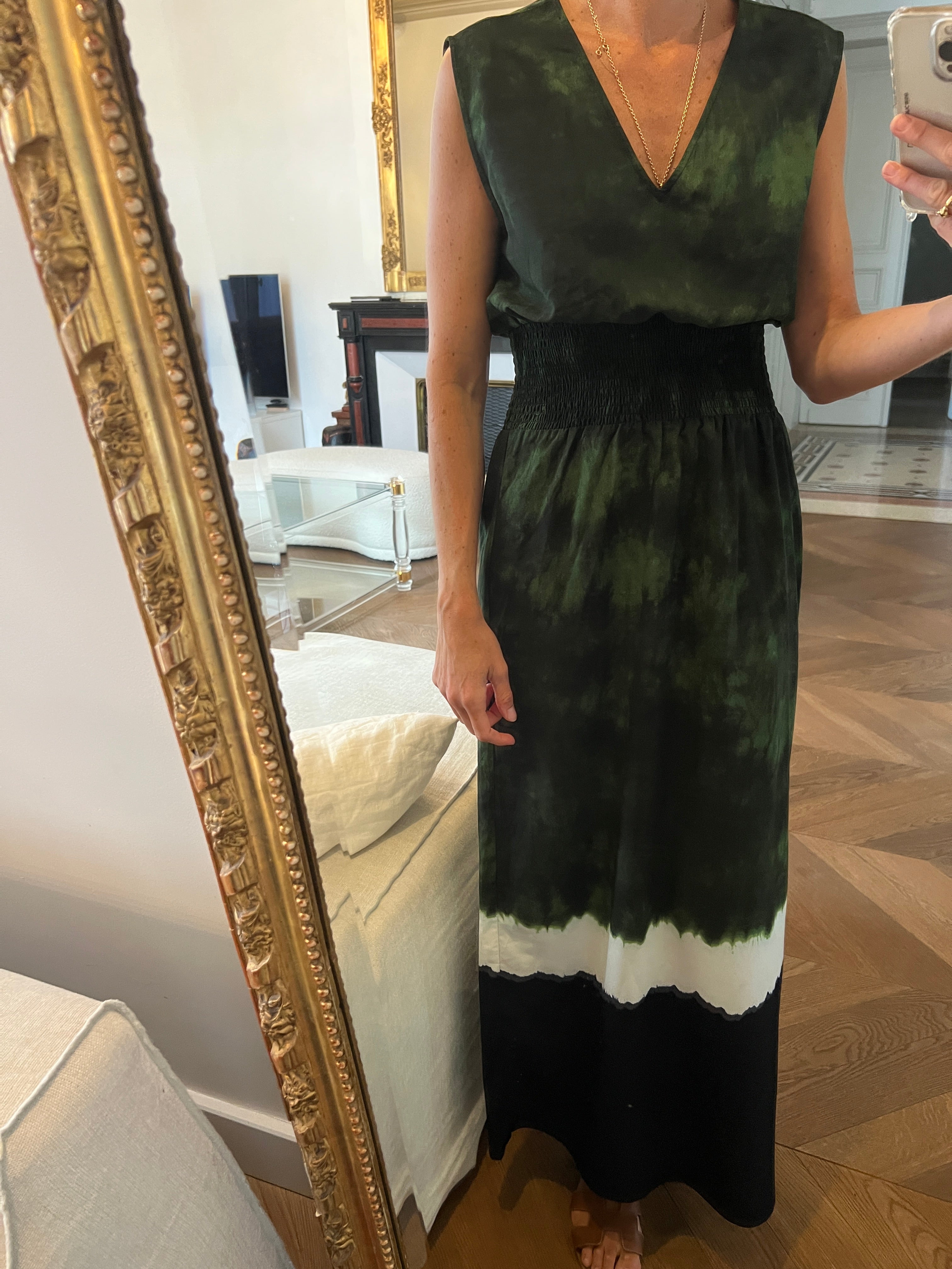 Robe Maje longue verte foncée